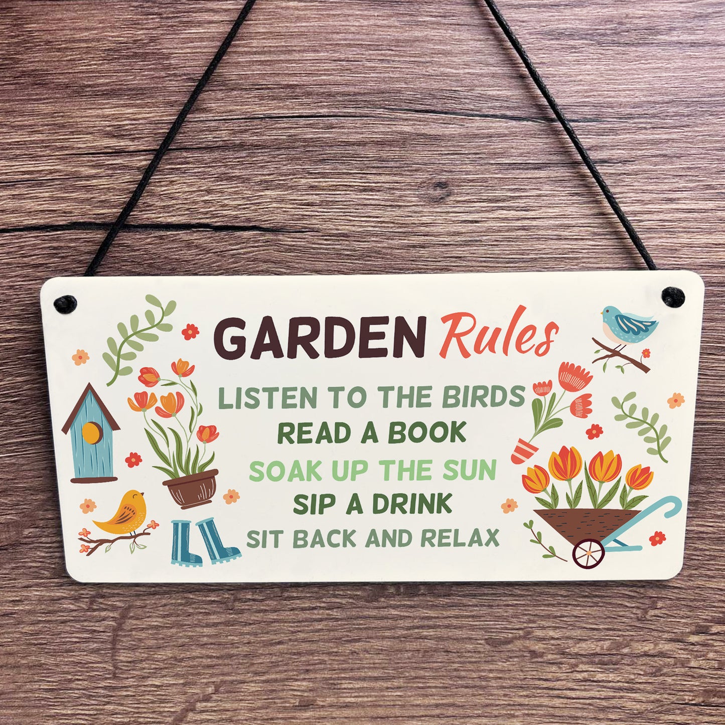 Garden Sign For Outside Hanging Robin Garden Rules Sign