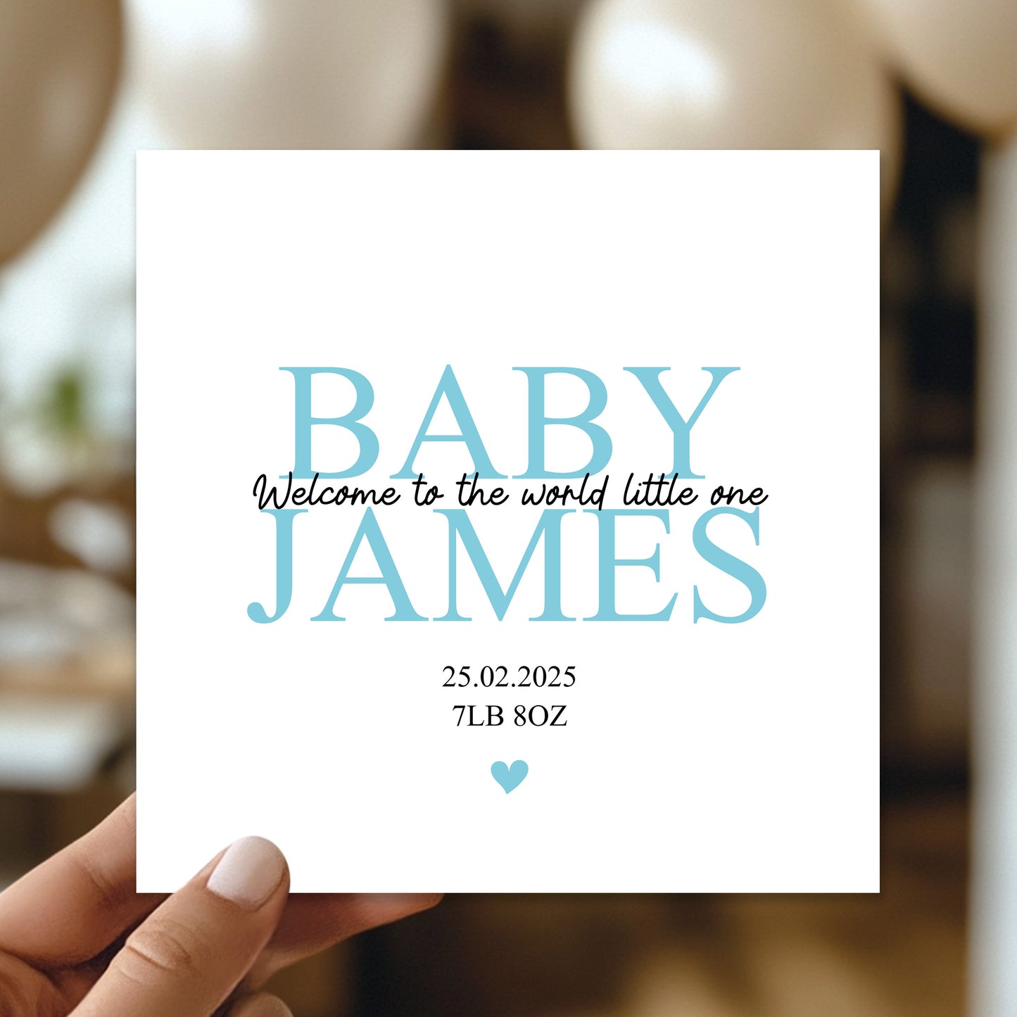 Welcome To The World Baby Boy Card Personalised Newborn Baby Boy