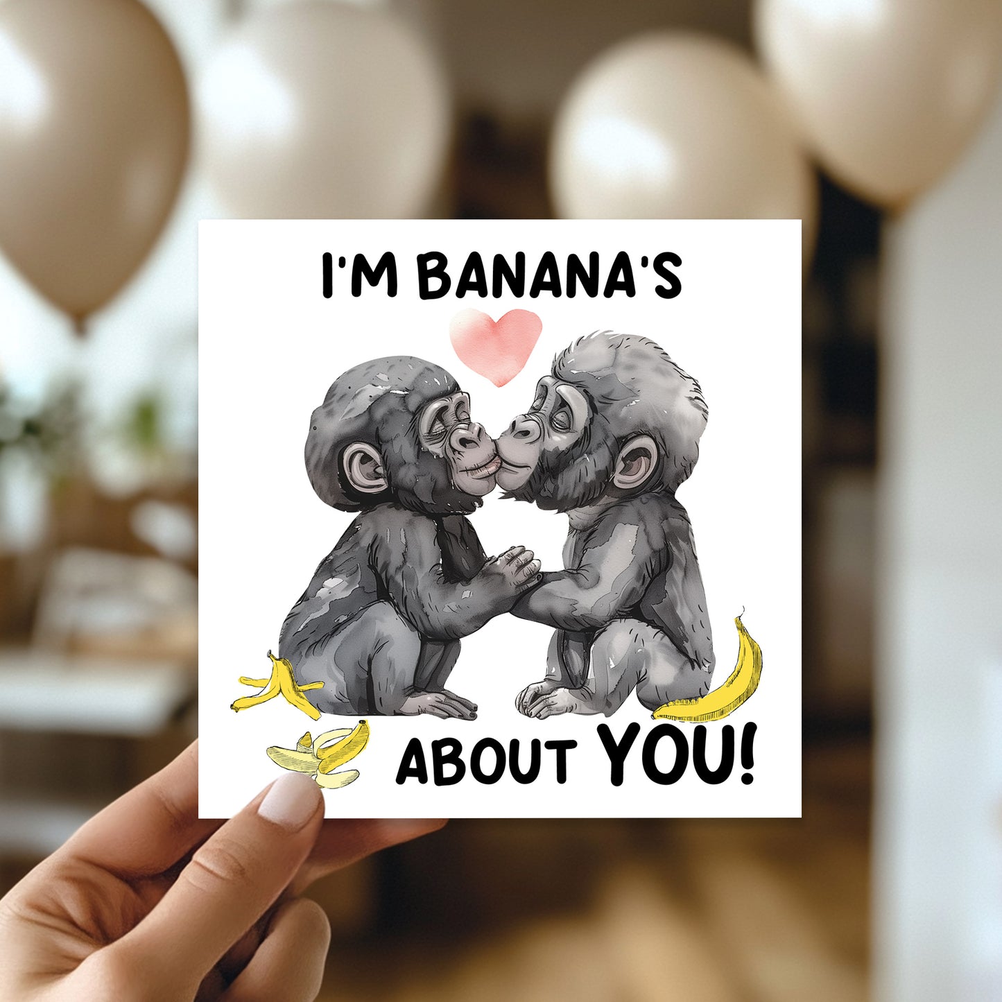 Funny Monkey Card For Valentines Anniversary Im Bananas