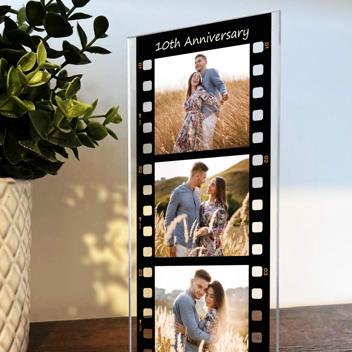 Gift For 10th Anniversary Personalised Photo Collage Plaque