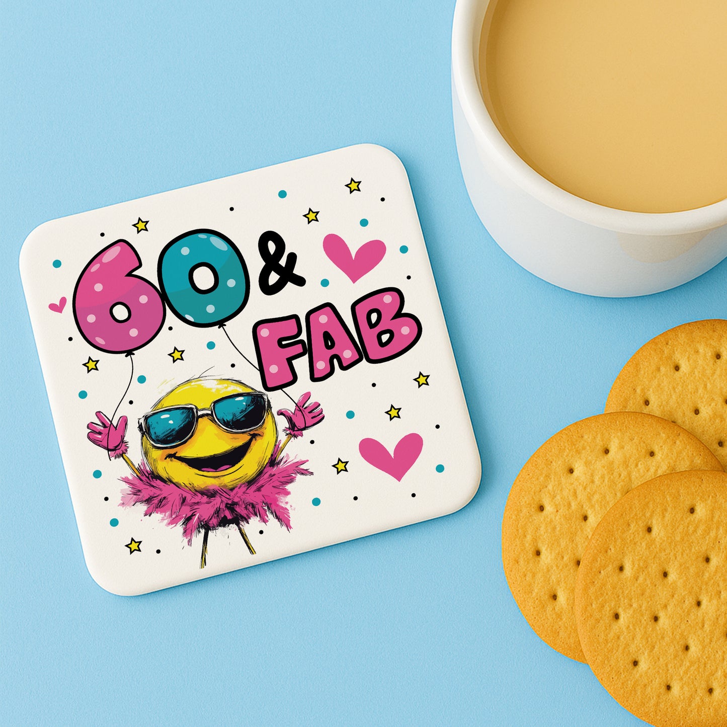 Funny 60th Birthday Gift For Women 60 AND FAB Coaster Gifts