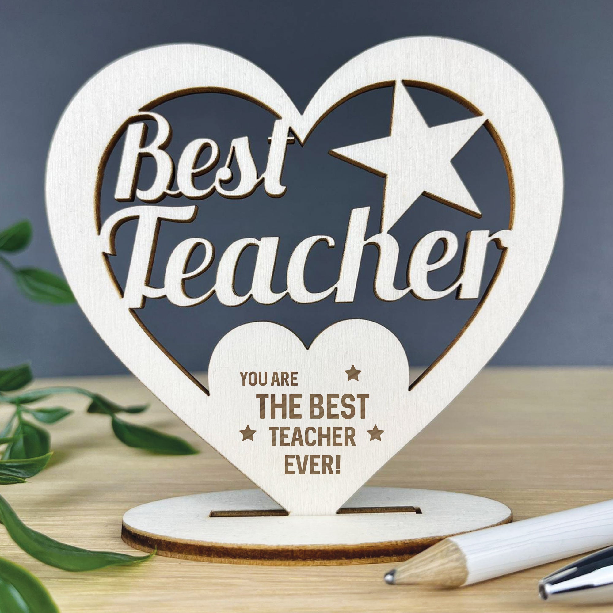 Thank You Teacher Gifts Engraved Heart Best Teacher Gifts School – Red ...