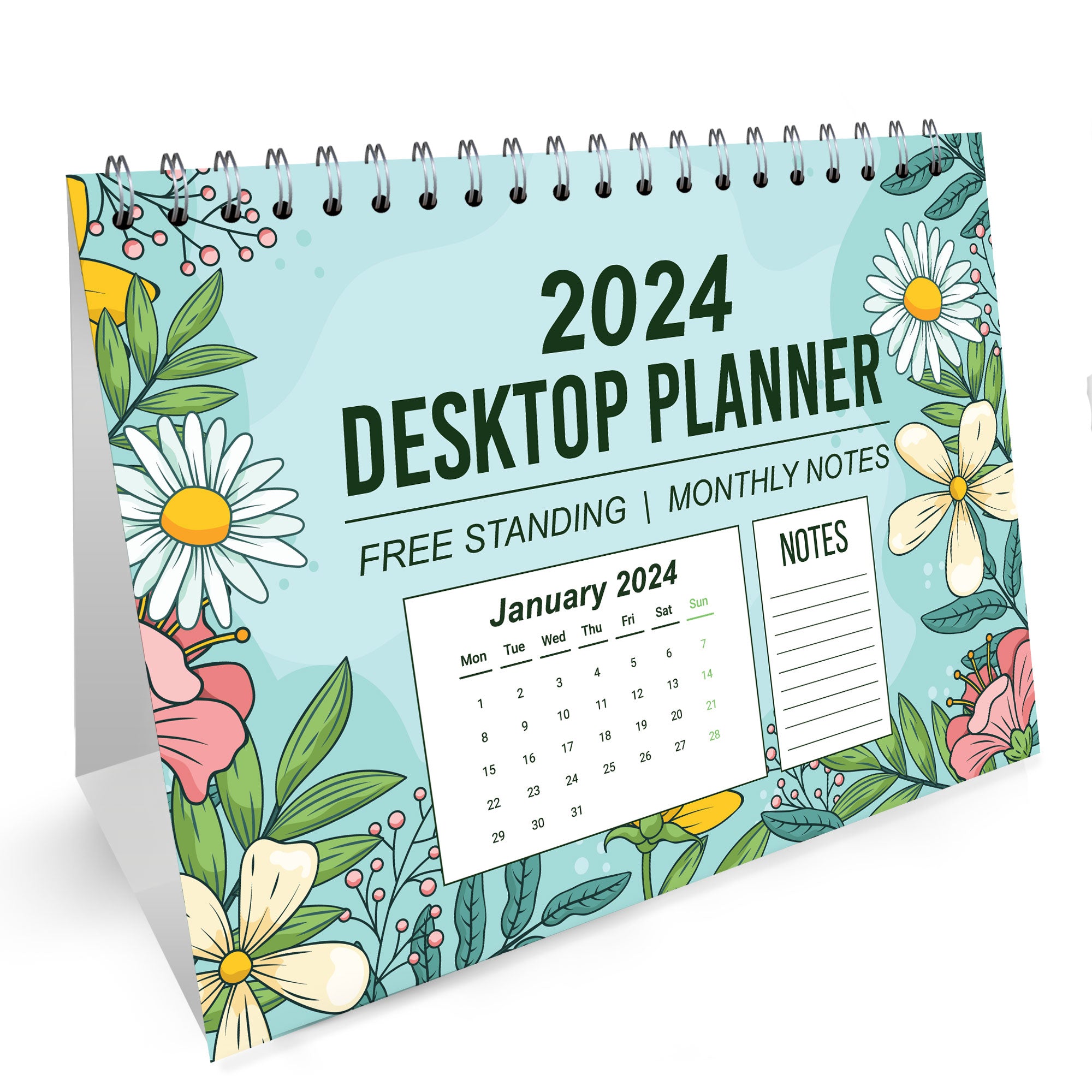 Floral 2024 Calendar Spiral Bound Planner for Home Office Desk – Red ...