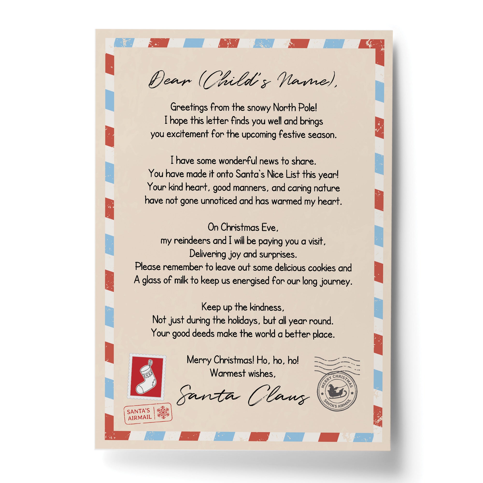 Personalised LETTER FROM SANTA Nice List Christmas Eve Box – Red Ocean ...