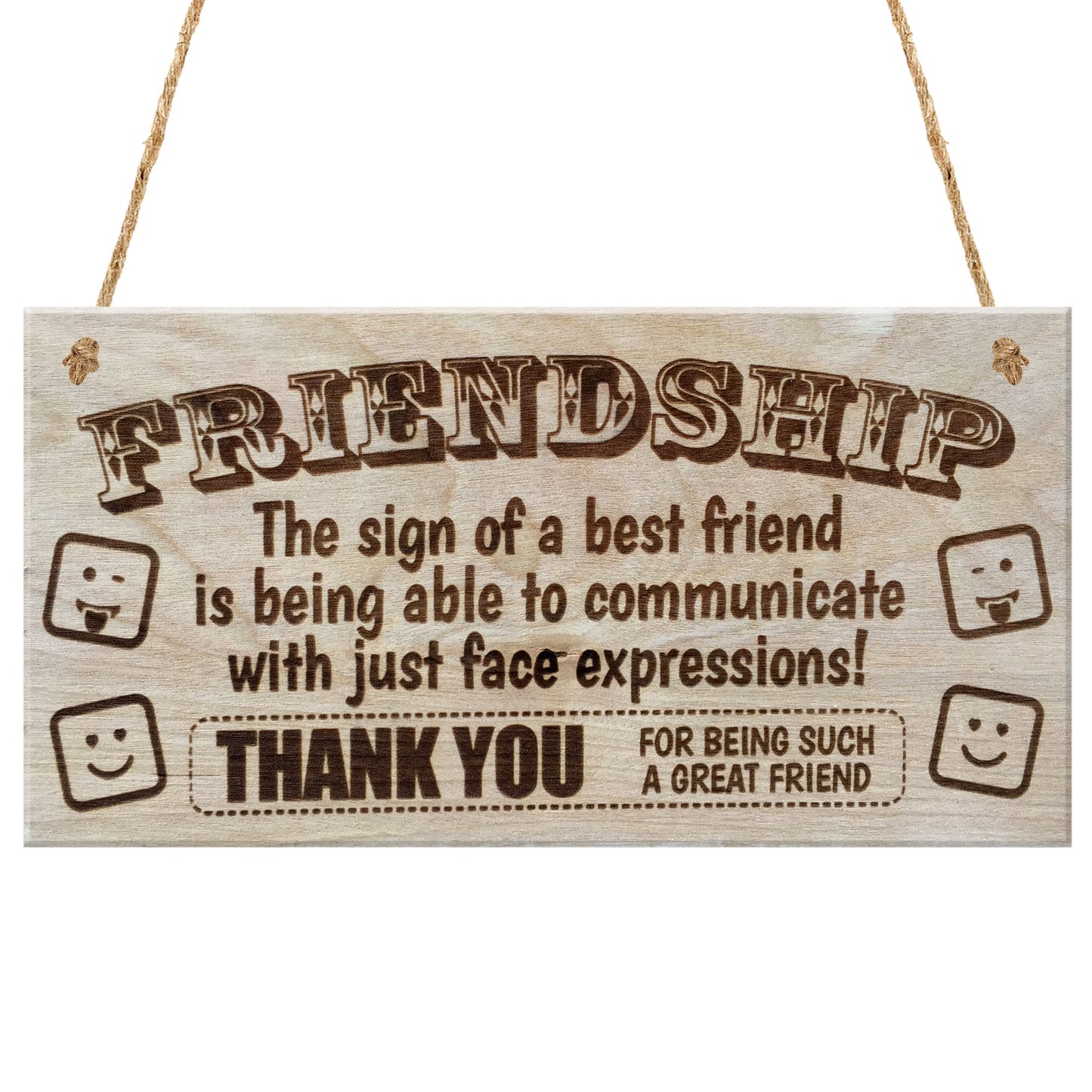 Friendship Best Friends Face Plaque Hanging Sign Gift