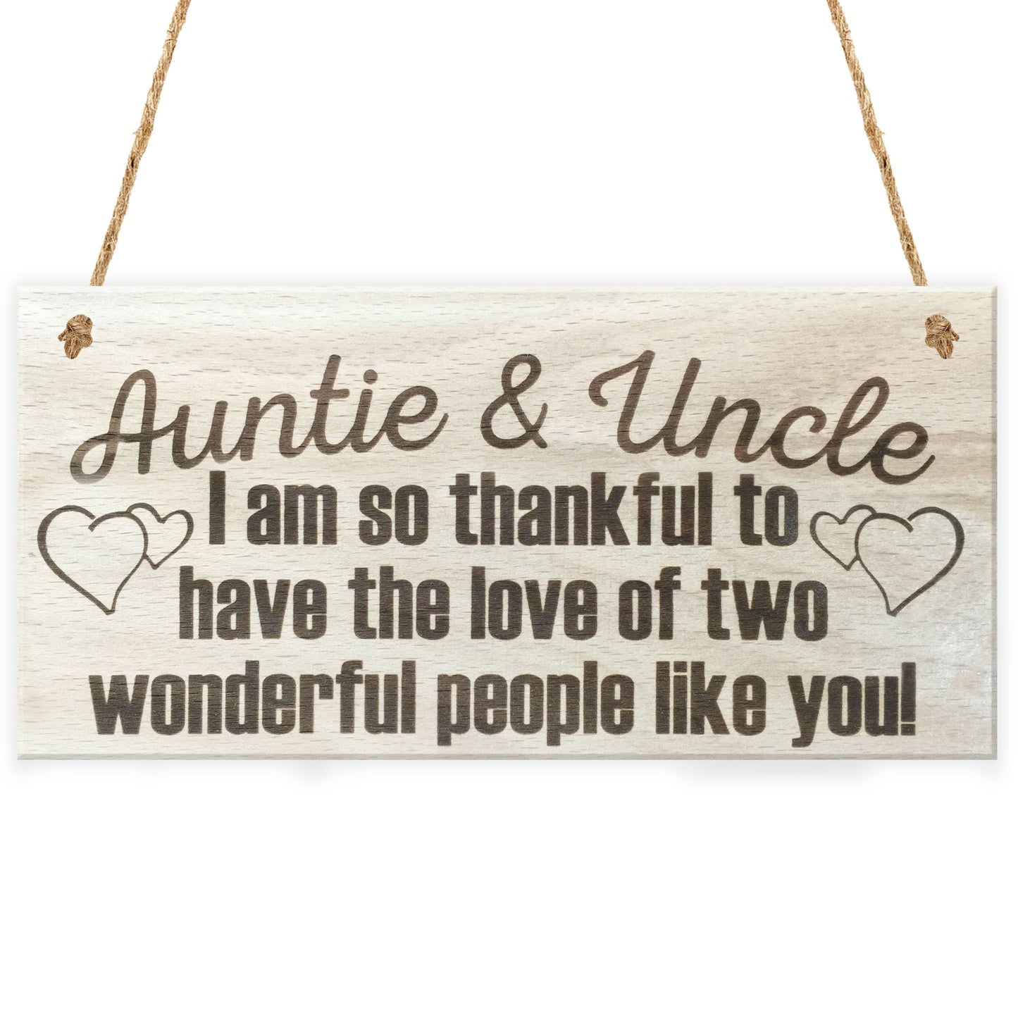 Auntie Uncle Thank You Wooden Hanging Plaque Gift Sign