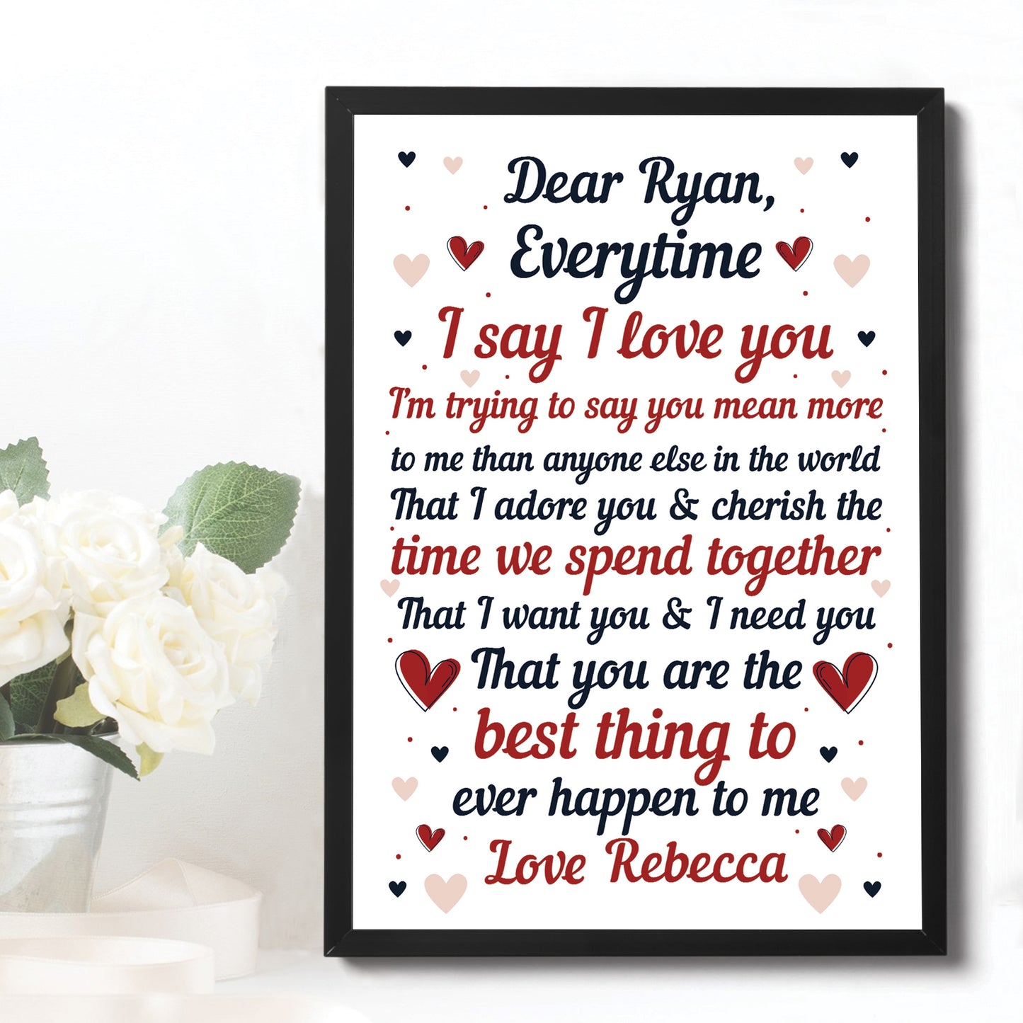 Personalised Framed Love You Print Anniversary Gift Husband Wife