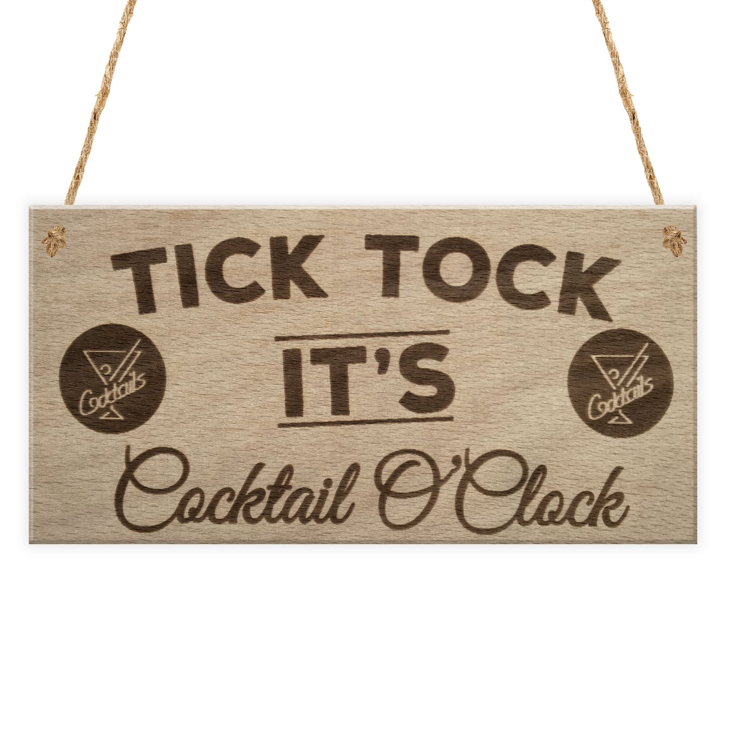 Cocktail O'Clock Alcohol Man Cave Home Bar Shed Hanging Plaque