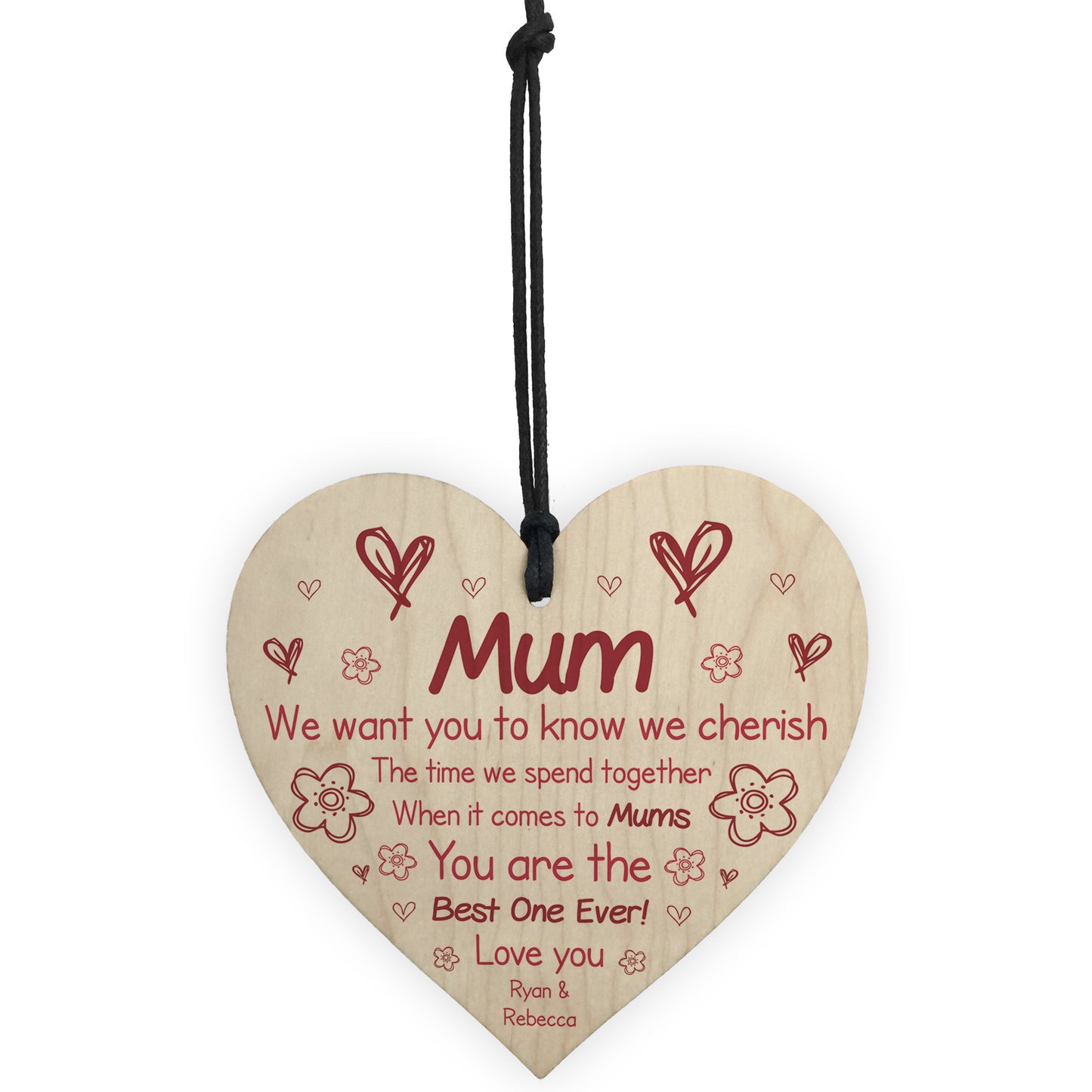 Novelty Gift For Mum Birthday Mothers Day Wood Heart Thank You