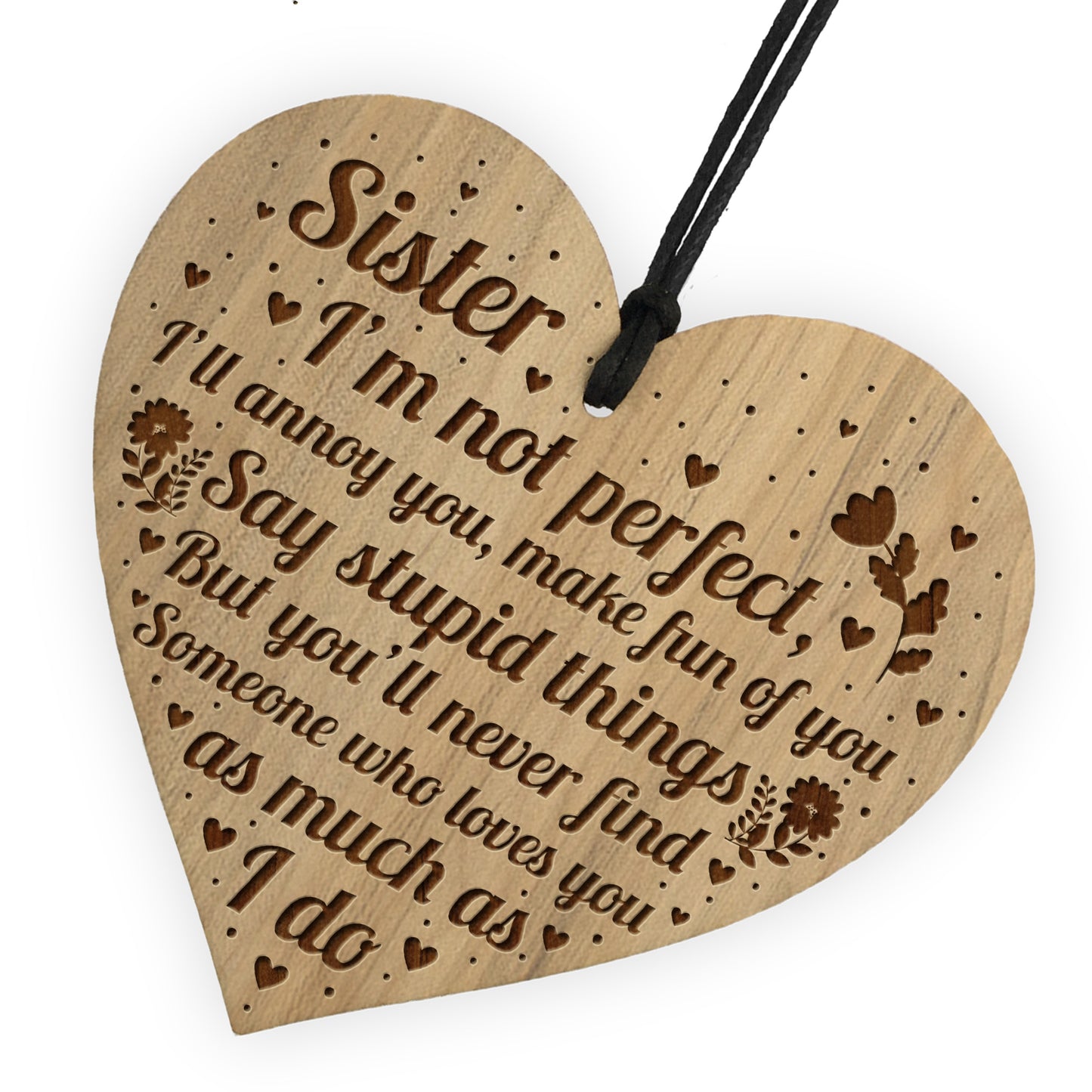 Sister Gift For Birthday Christmas Engraved Heart Sister Present