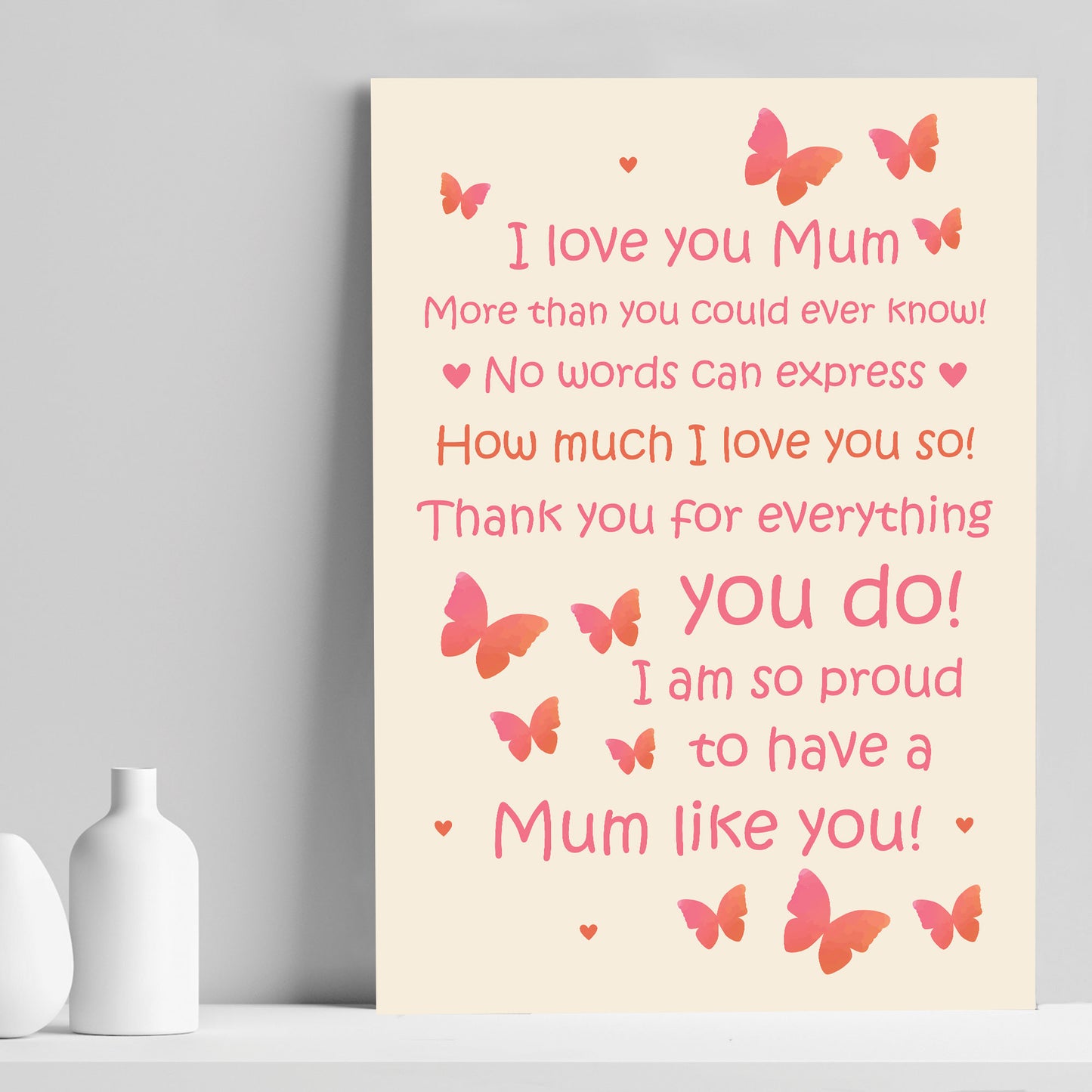 Mum Gift Home Plaque Daughter Son Gift Print THANK YOU Birthday