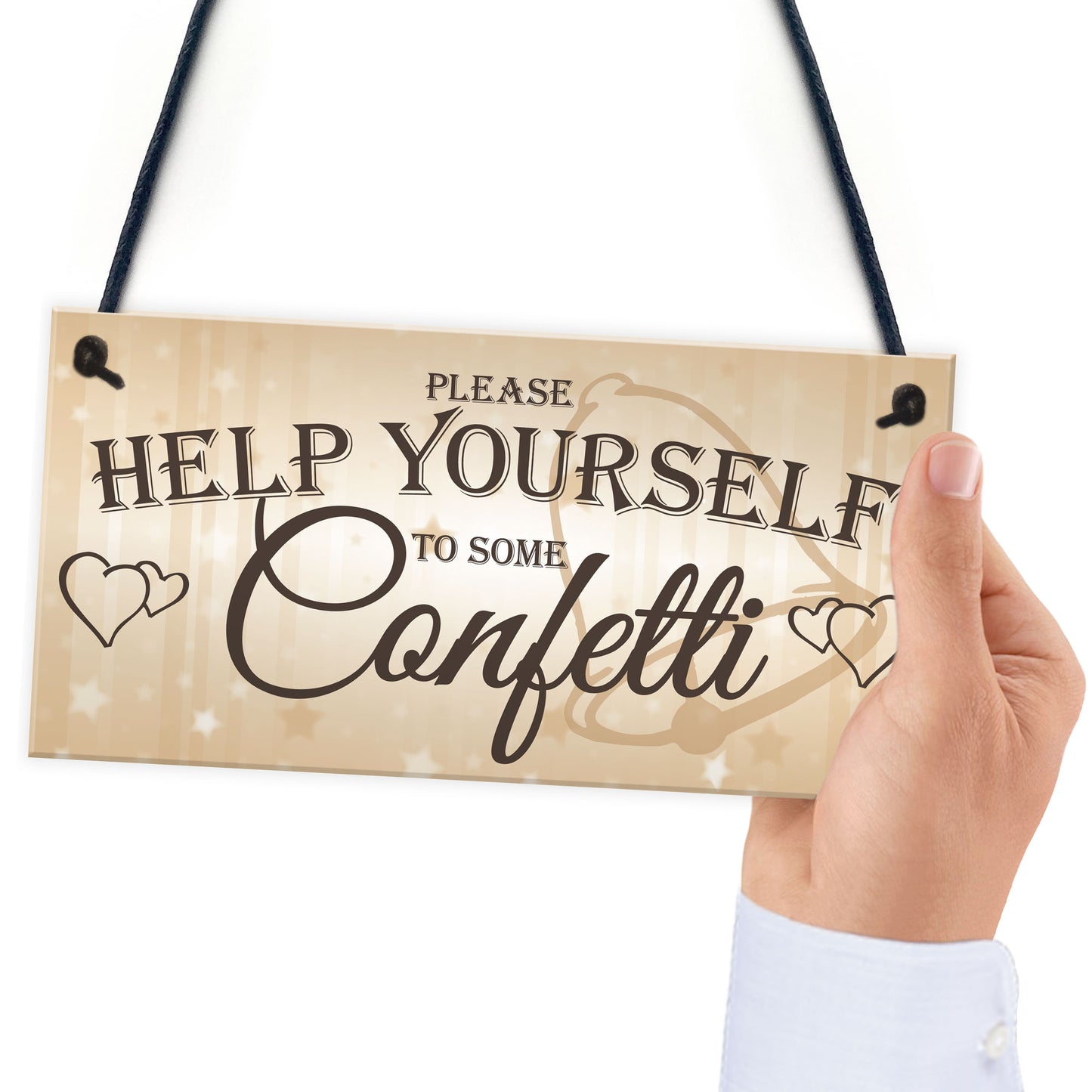 Help Yourself To Confetti Hanging Cute Wedding Table Plaque Sign