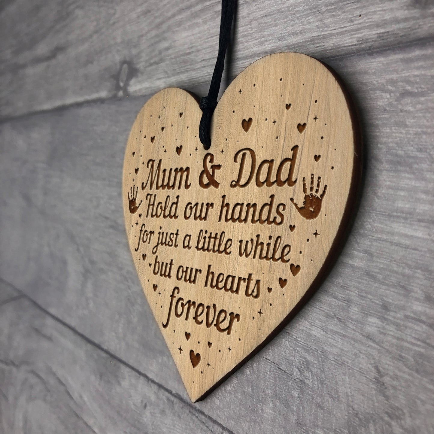Mum And Dad Sign Engraved Heart Mum Gift Dad Gift Thank You Gift