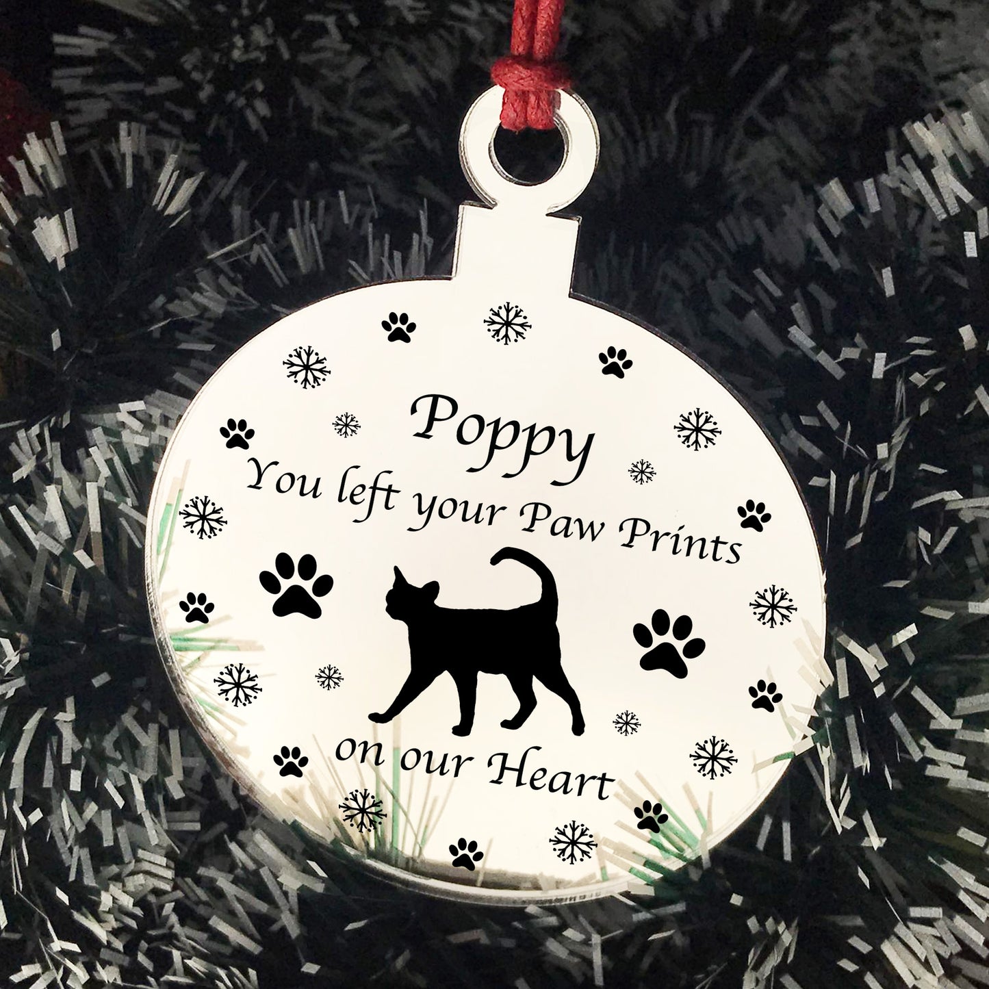 Cat Memorial For Christmas Tree Personalised Engraved Bauble