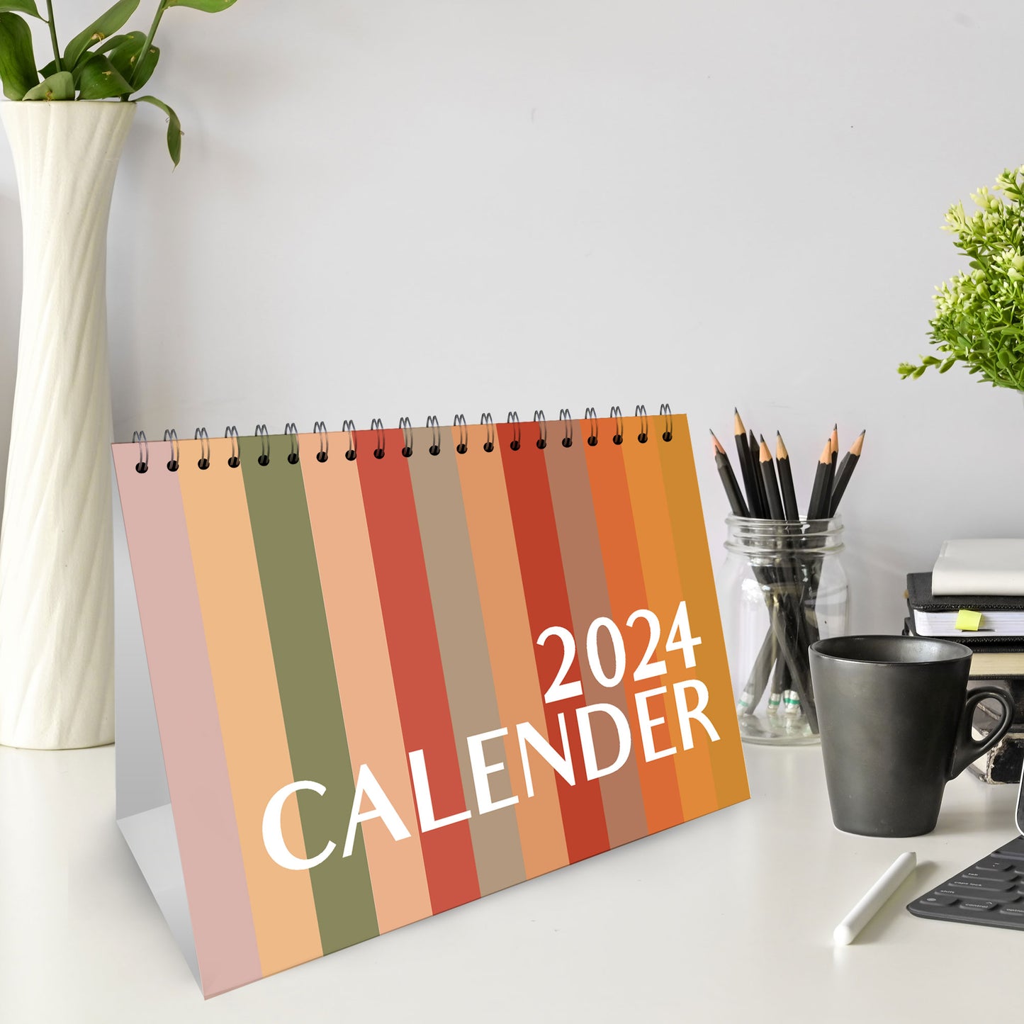 Minimalistic 2024 Calendar Spiral Bound Planner for Home Office