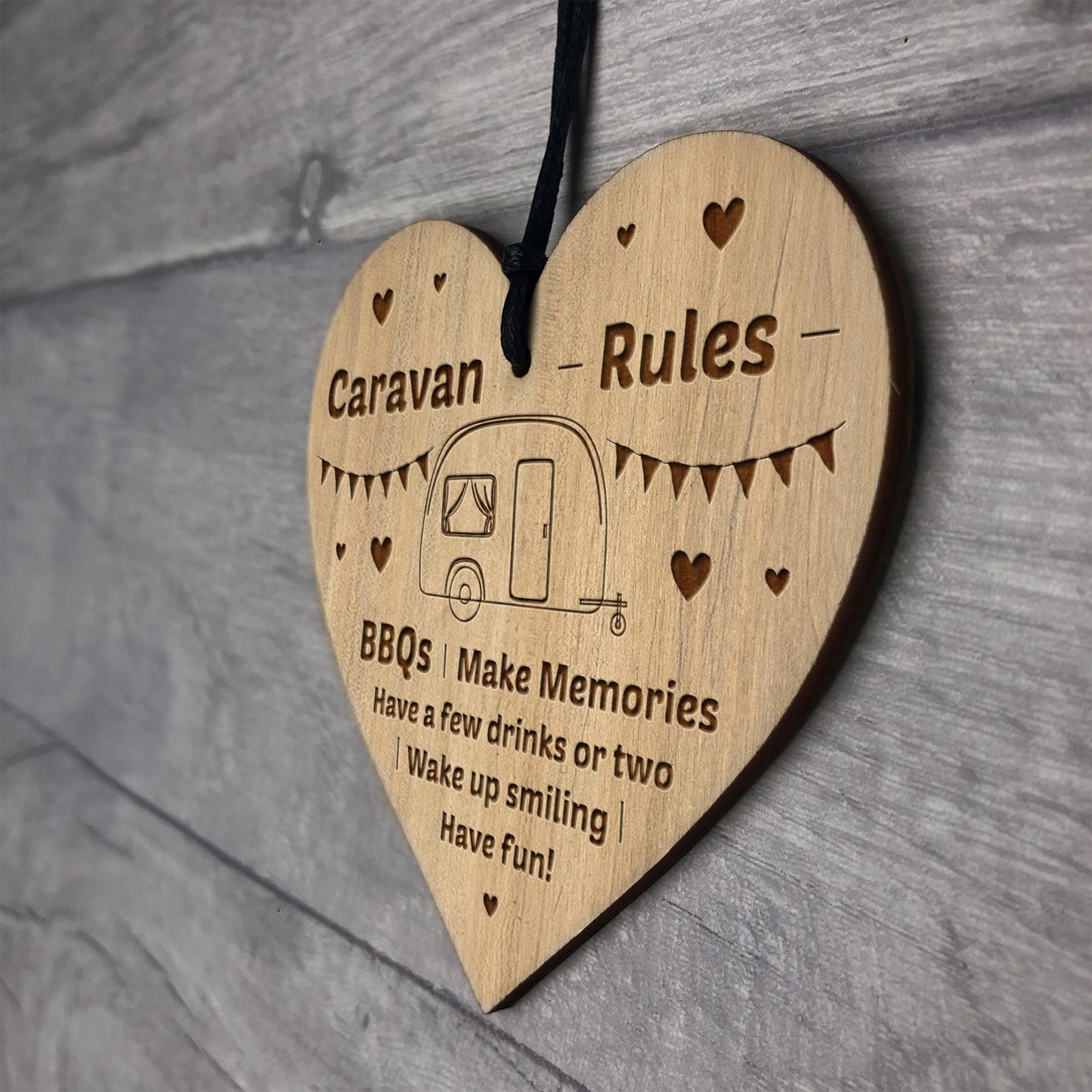 Caravan Rules Sign Engraved Heart Friendship Sign Caravan Sign