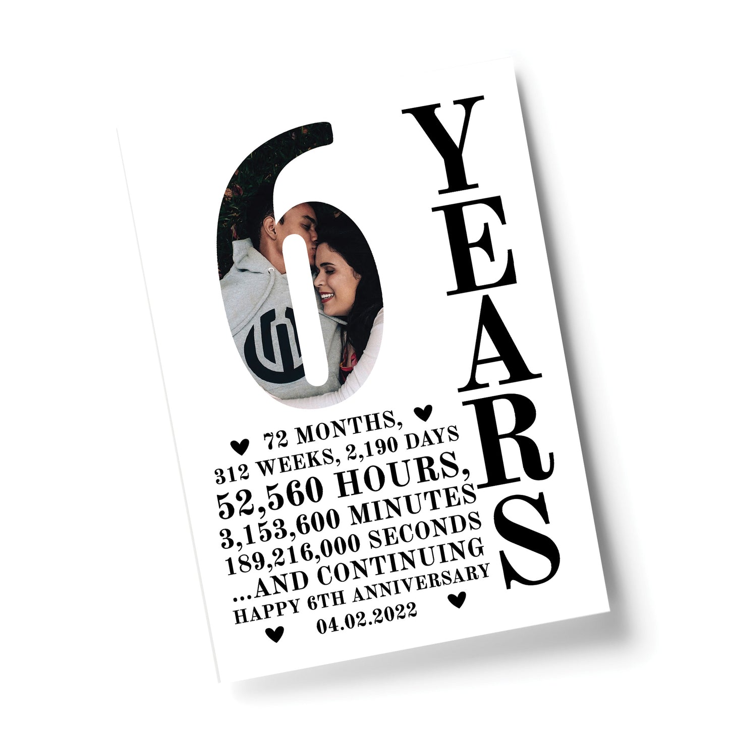 6th Anniversary Gift Print Personalised Photo Husband Wife