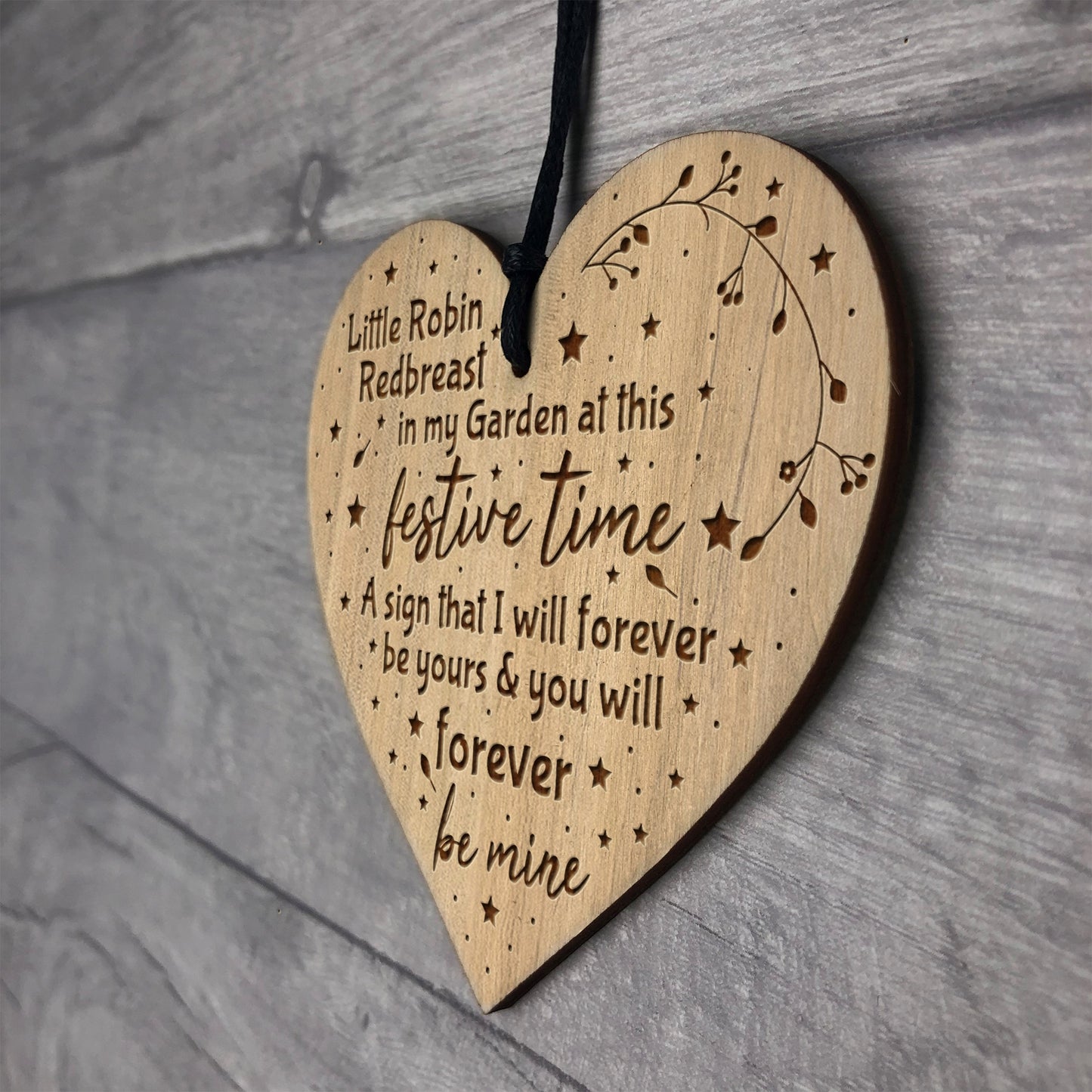 Memorial Sign Engraved Wood Heart Christmas Tree Decoration