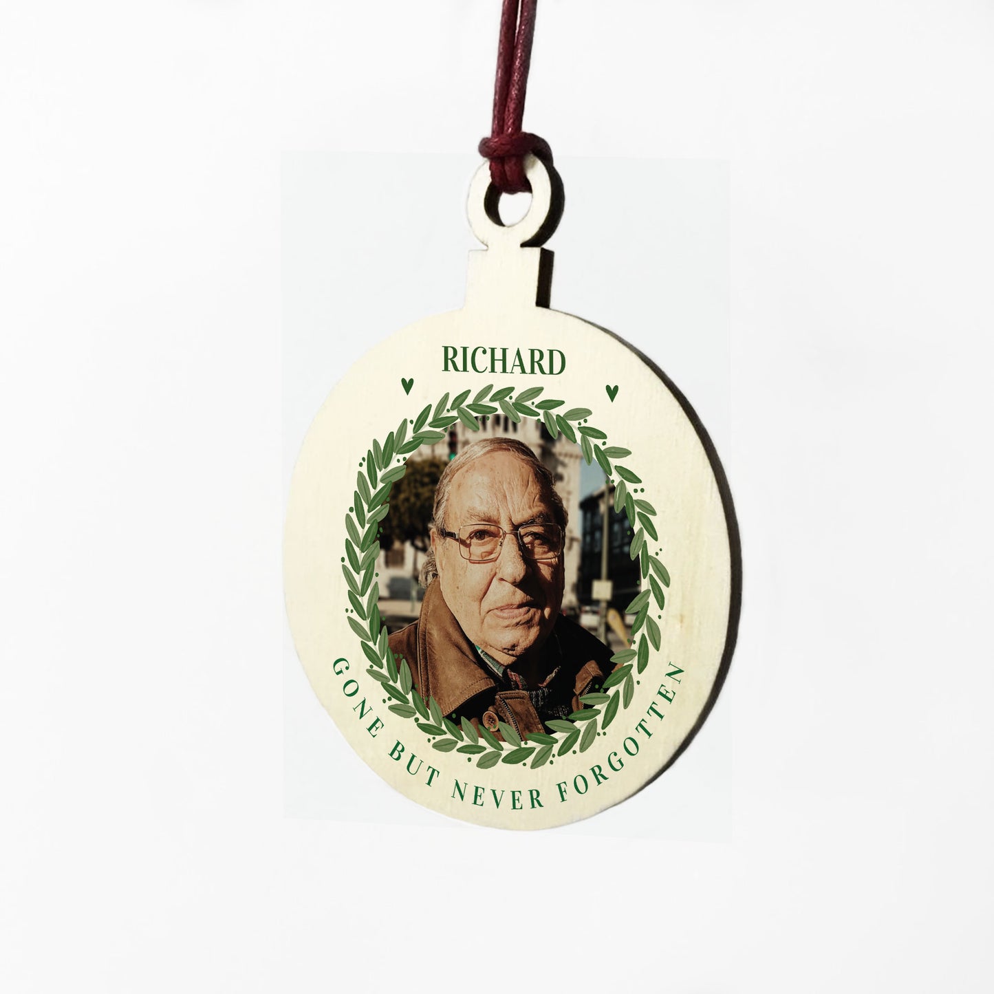 Personalised Photo Memorial Gift Wooden Tree Decoration