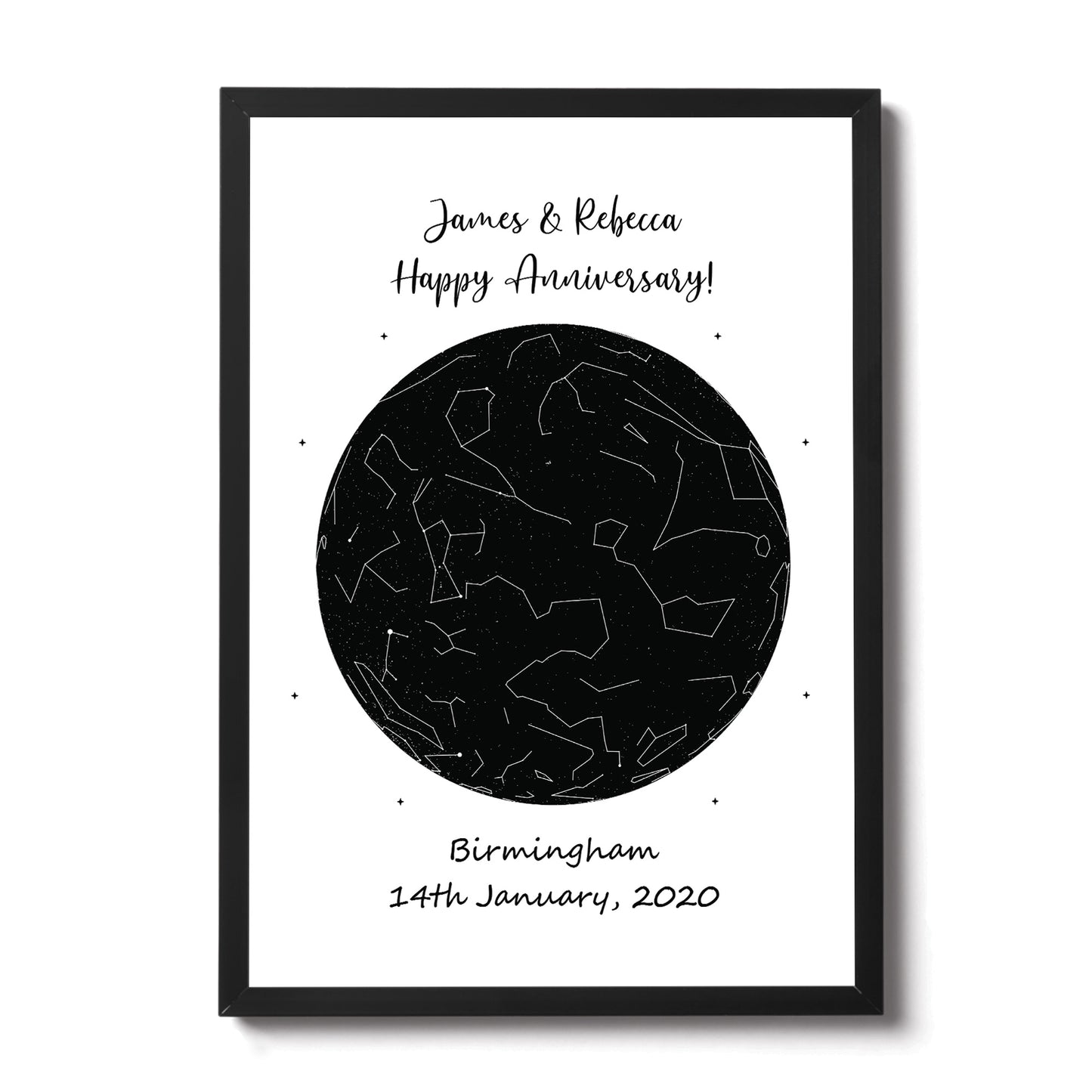 Anniversary Gift For Husband Wife Personalised Star Framed Print