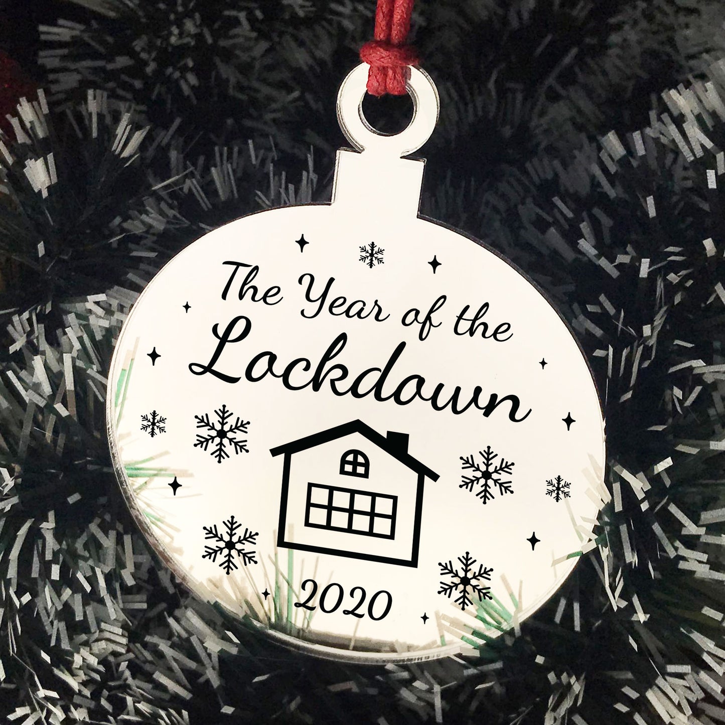 Year Of The Lockdown Gift Engraved Mirror Bauble Christmas Decor