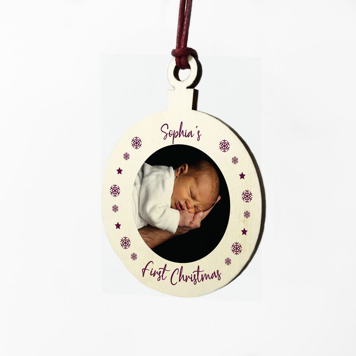 First Christmas Bauble Tree Decoration PERSONALISED Photo Baby