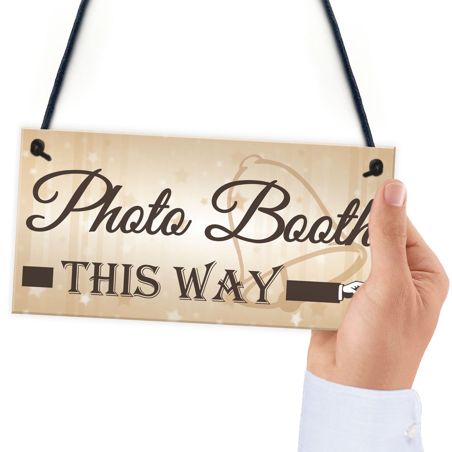 Photo Booth This Way Hanging Wedding Direction Decor Plaque