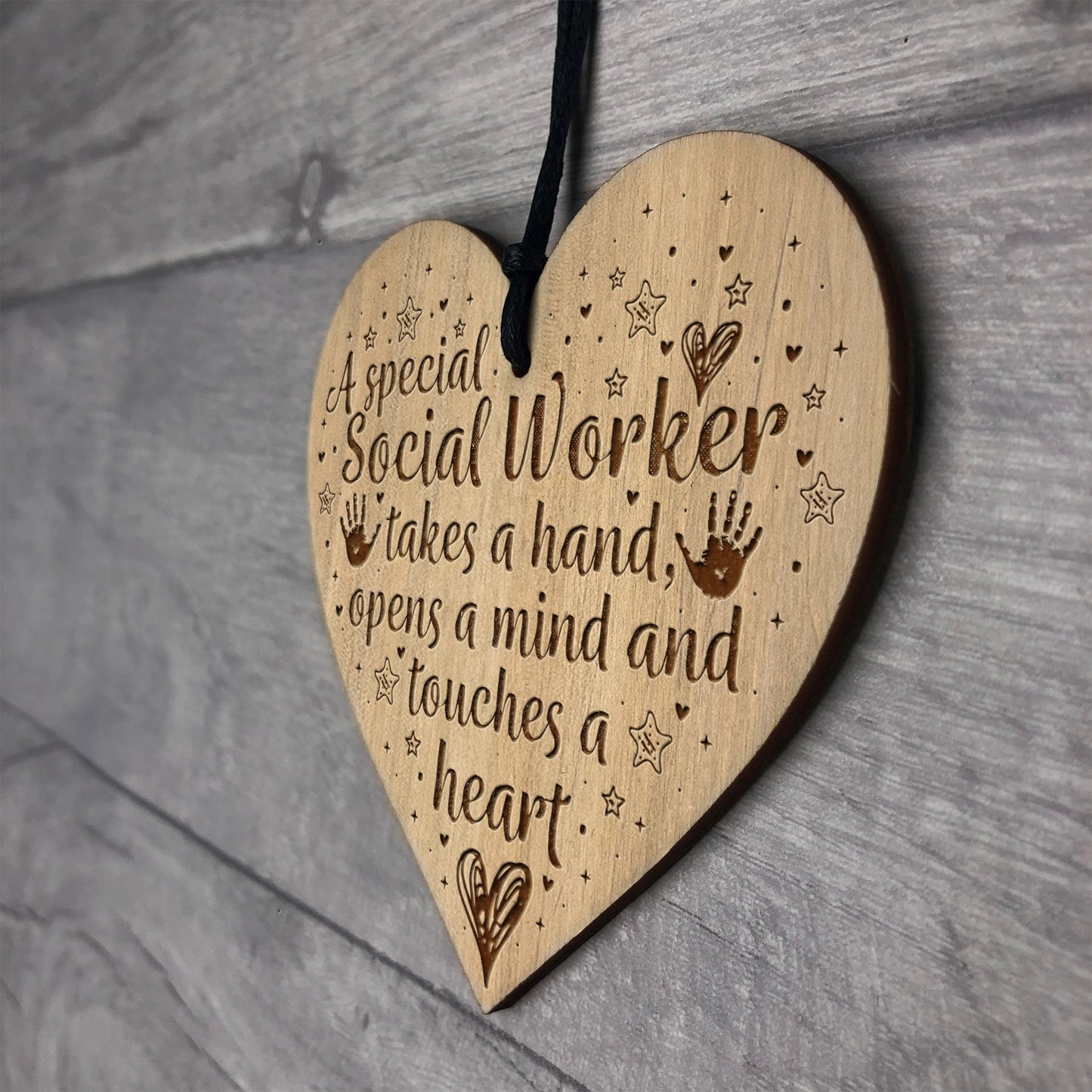 SOCIAL WORKER GIFTS Engraved Heart Thank You Gift For Him Her