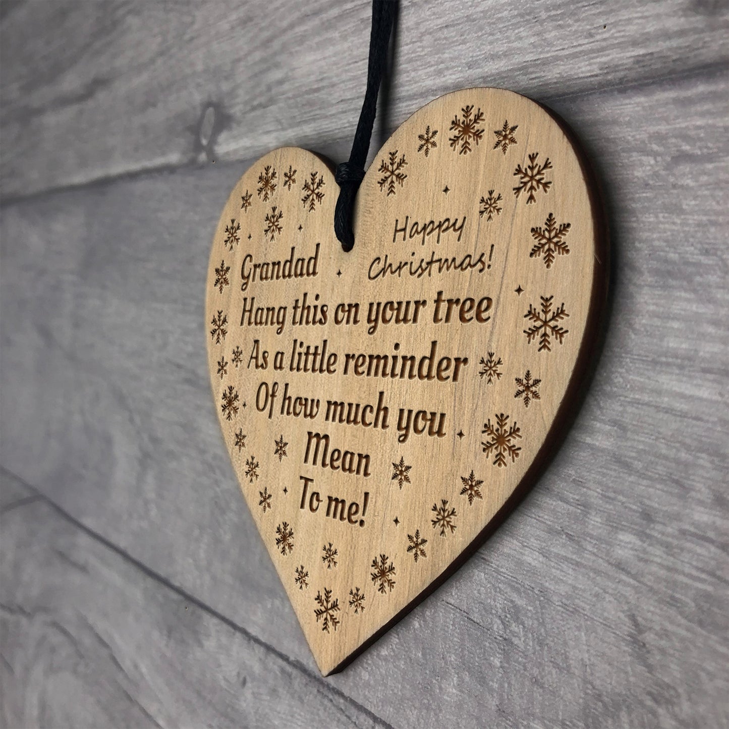 Cute Grandad Gift For Christmas Engraved Heart Decoration
