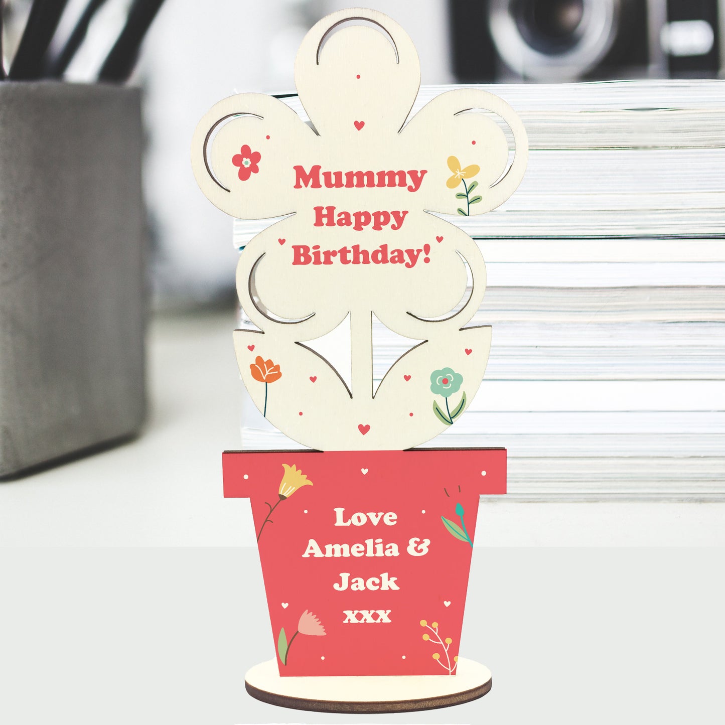 Gift For Mummy Birthday Personalised Wooden Flower Mummy Gift