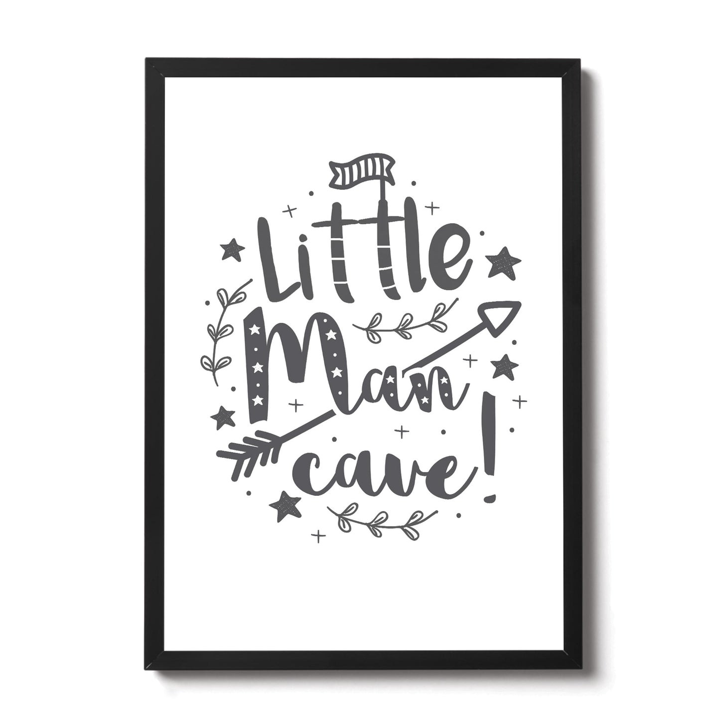 Little Man Cave White Grey Nursery Prints / Baby Boys Room Art