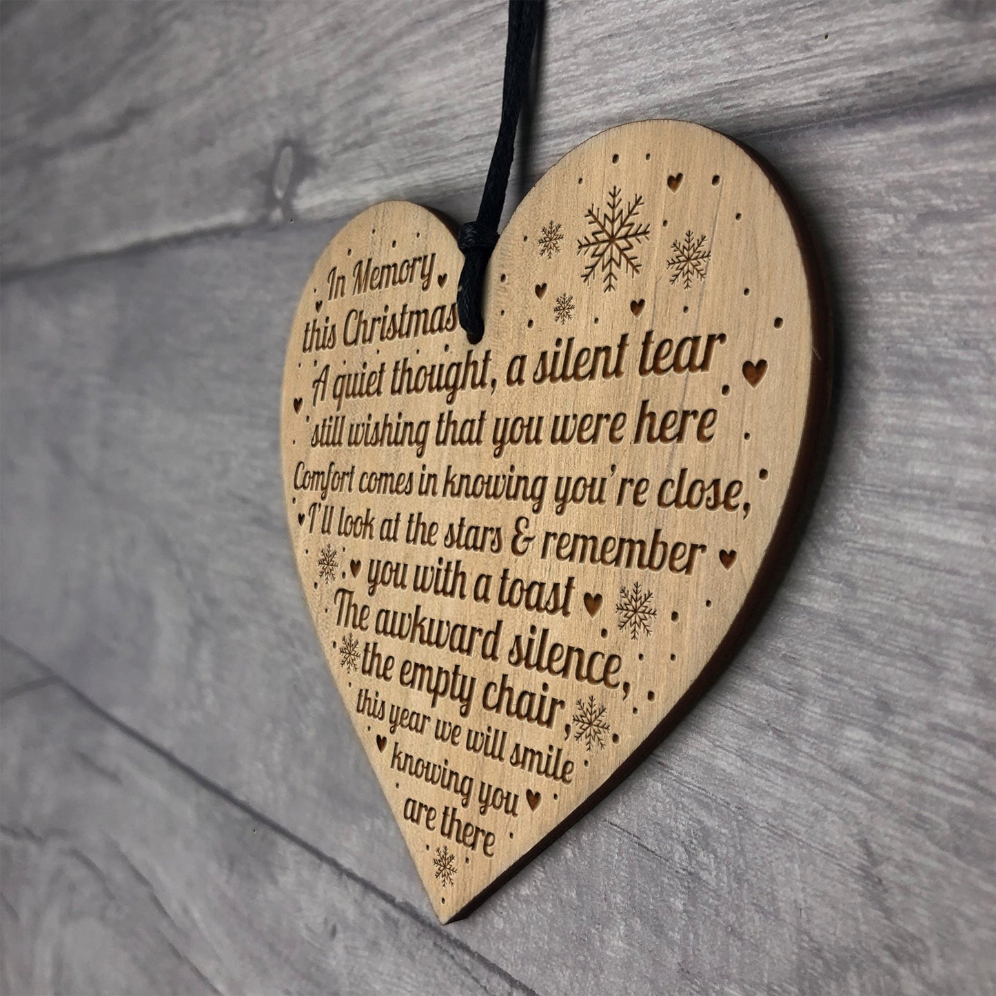 Memorial Bauble Gift For Christmas Tree Engraved Heart Decor