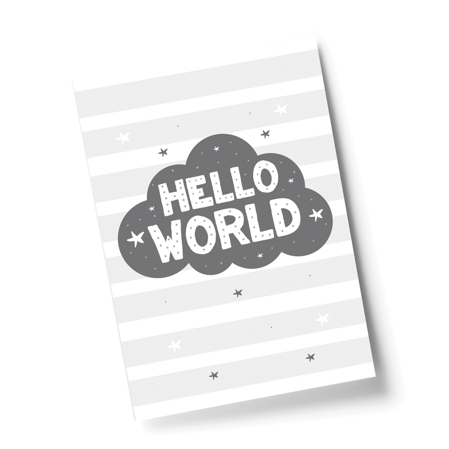 Grey Nursery Print Hello World Baby Room Pictures Wall Art Gift