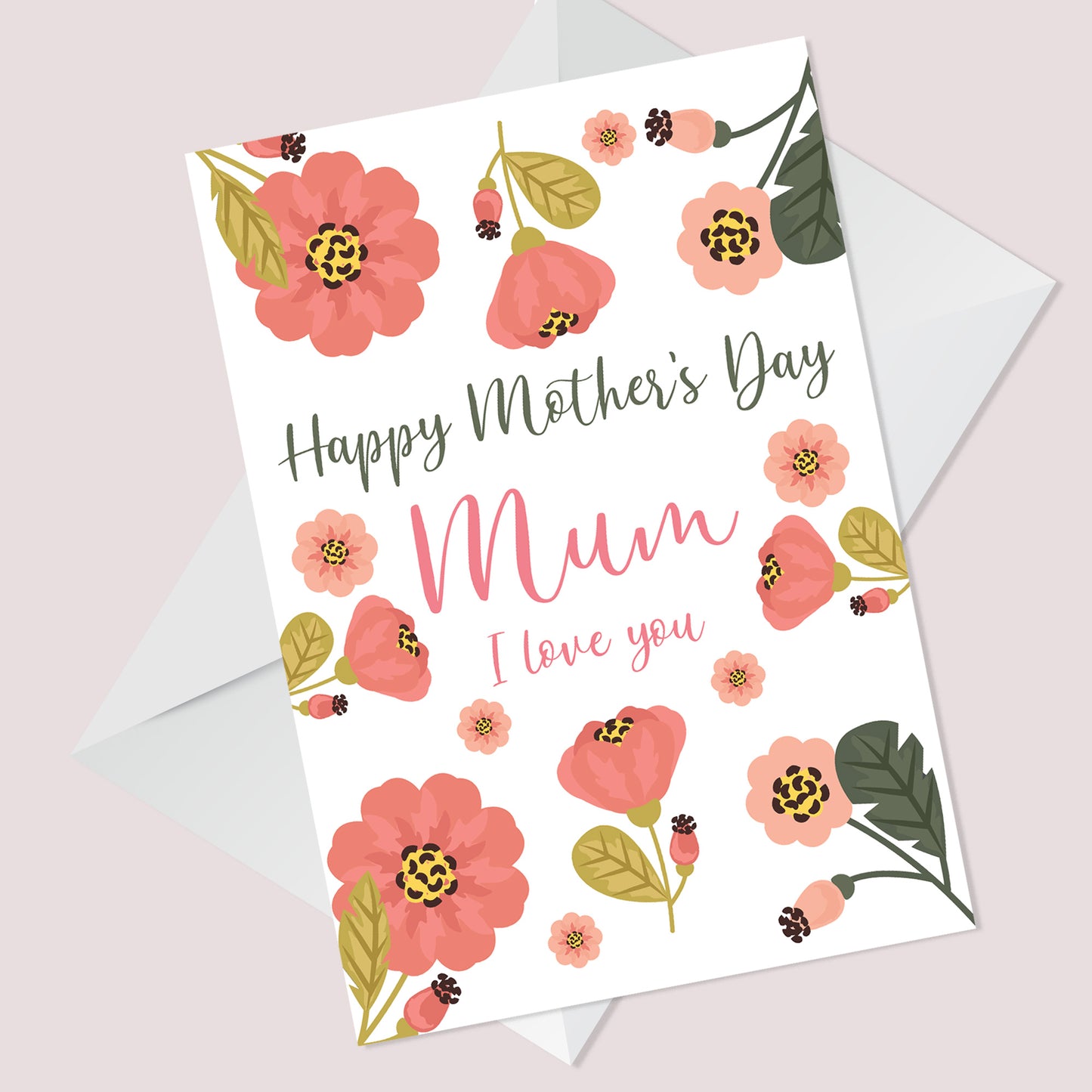 Mothers Day Card Floral Design A6 Card For Mum From Daughter