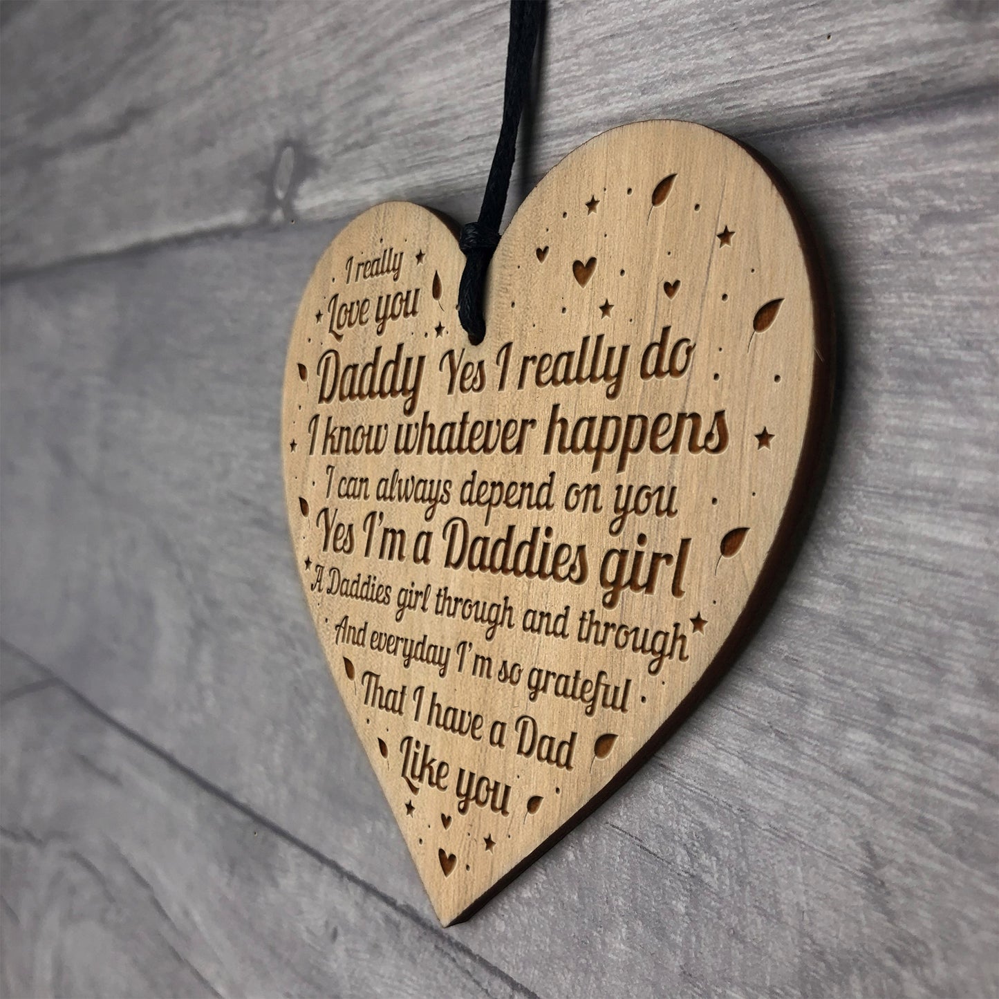Daddies Girl Gift Plaque Engraved Heart Daddy Birthday Christmas