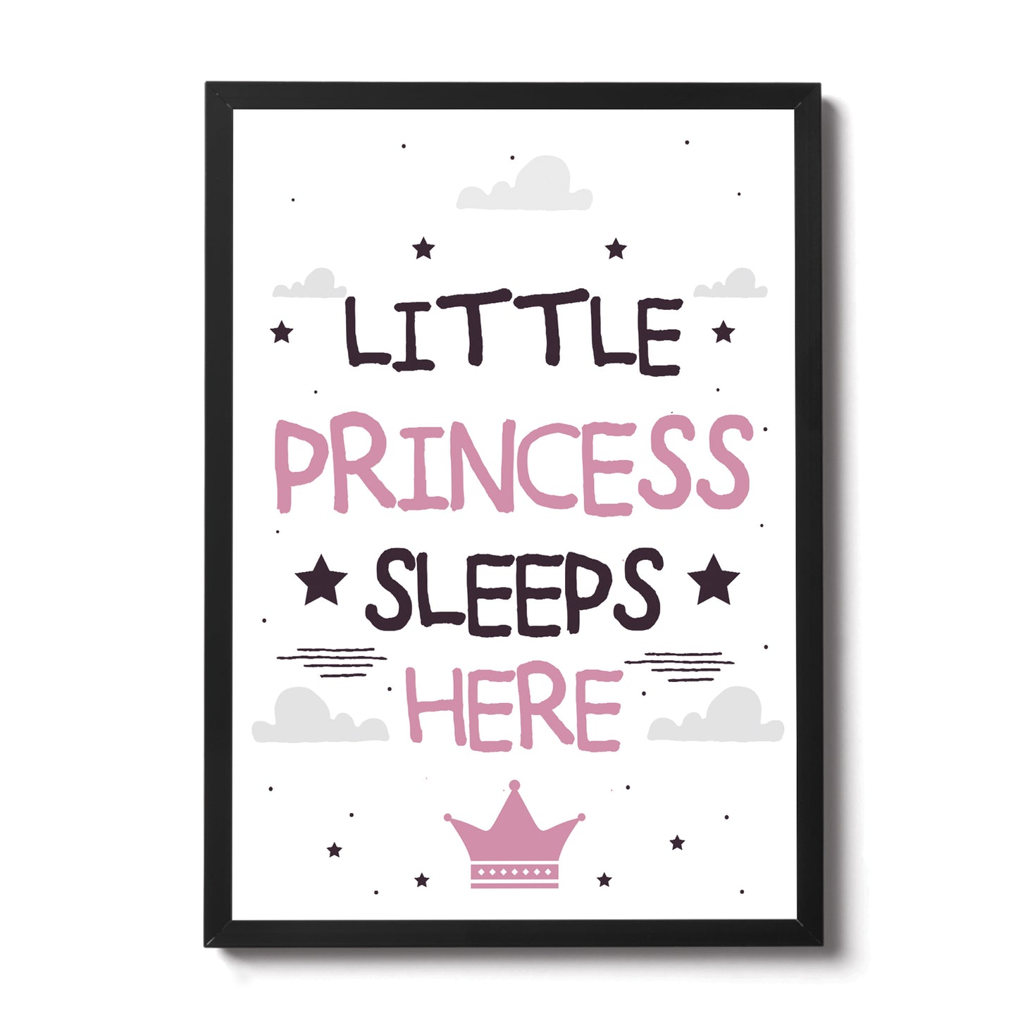 Girls Nursery Decoration Framed Print Princess Sleeps Here Gift