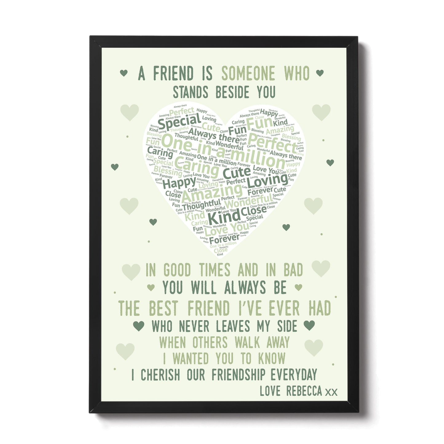 PERSONALISED Word Art Friendship Print For Best Friend Birthday
