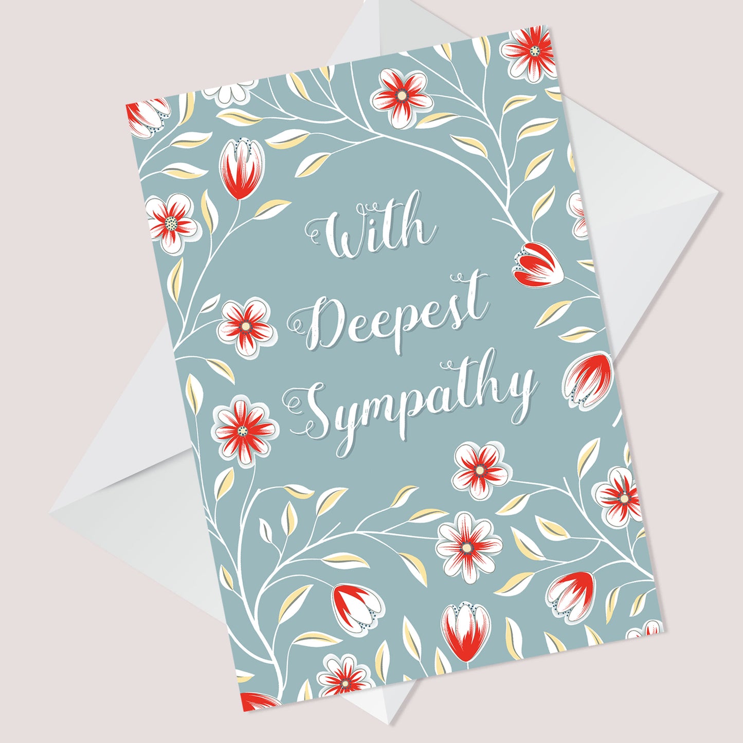 With Deepest Sympathy Floral Heartfelt Condolences Card