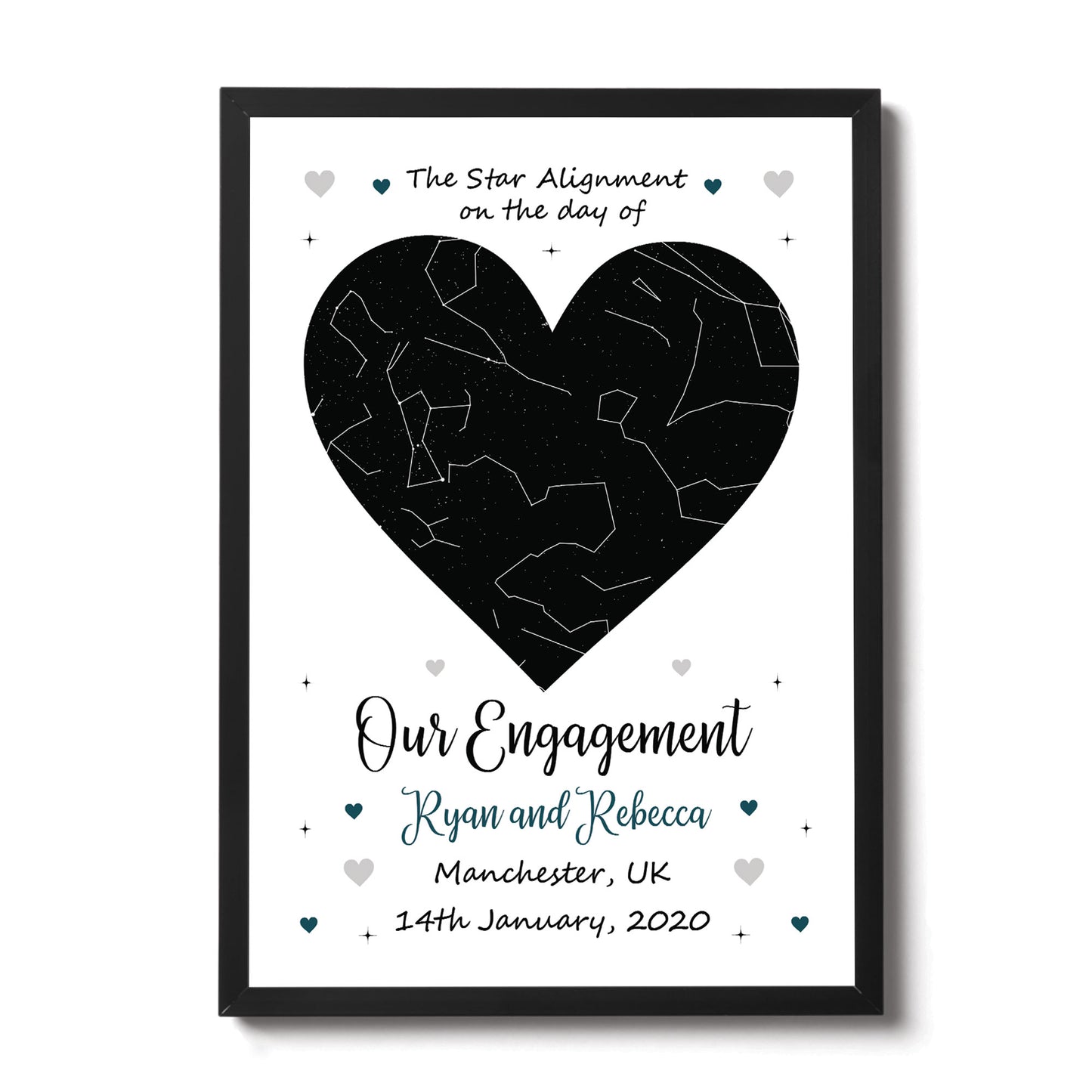 Engagement Gift Framed Star Print Gift For Him Her Boyfriend Gir