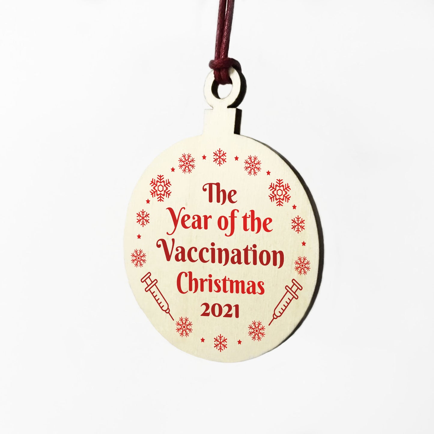 The Year Of The Vaccine Wooden Hanging Tree Decoration Memory