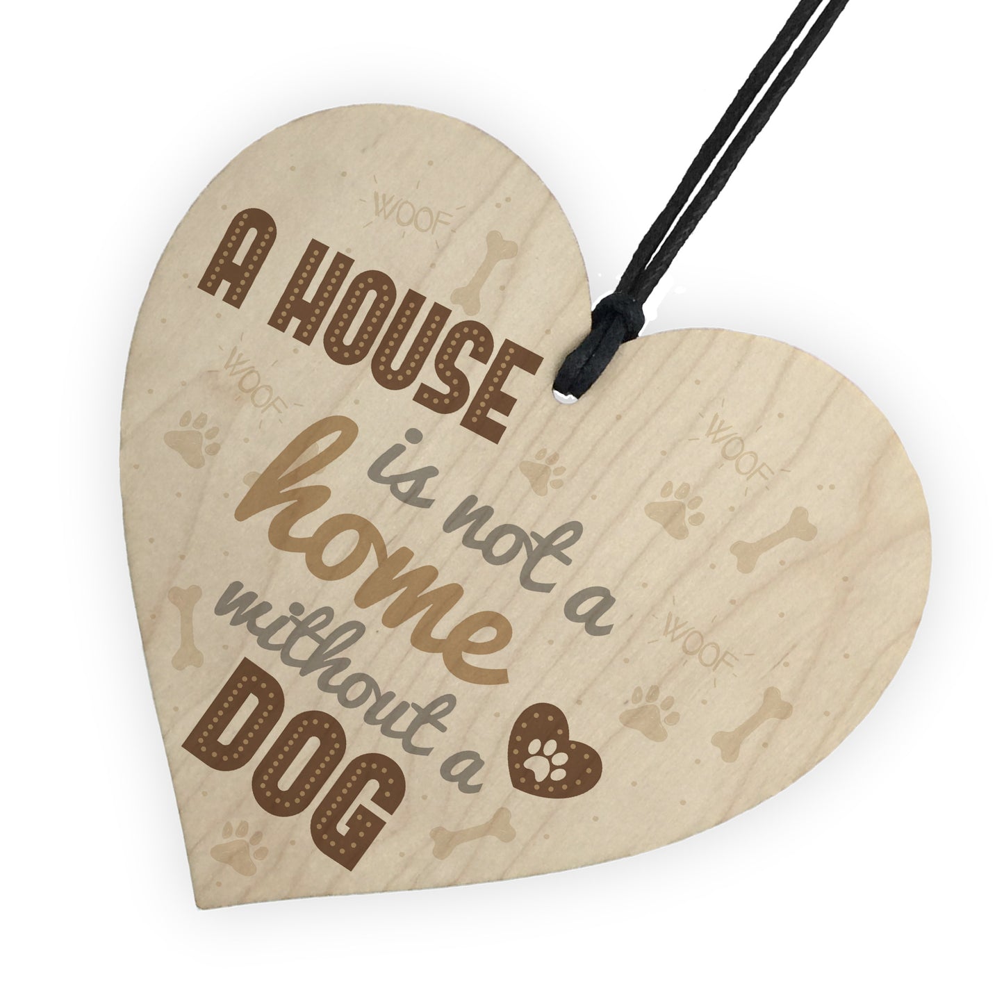Home Without A Dog Wooden Heart Sign Gift for Dog Animal Lover