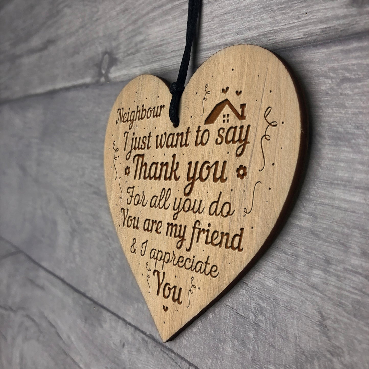 Neighbour Gift Birthday Christmas New Home Gift Engraved Heart