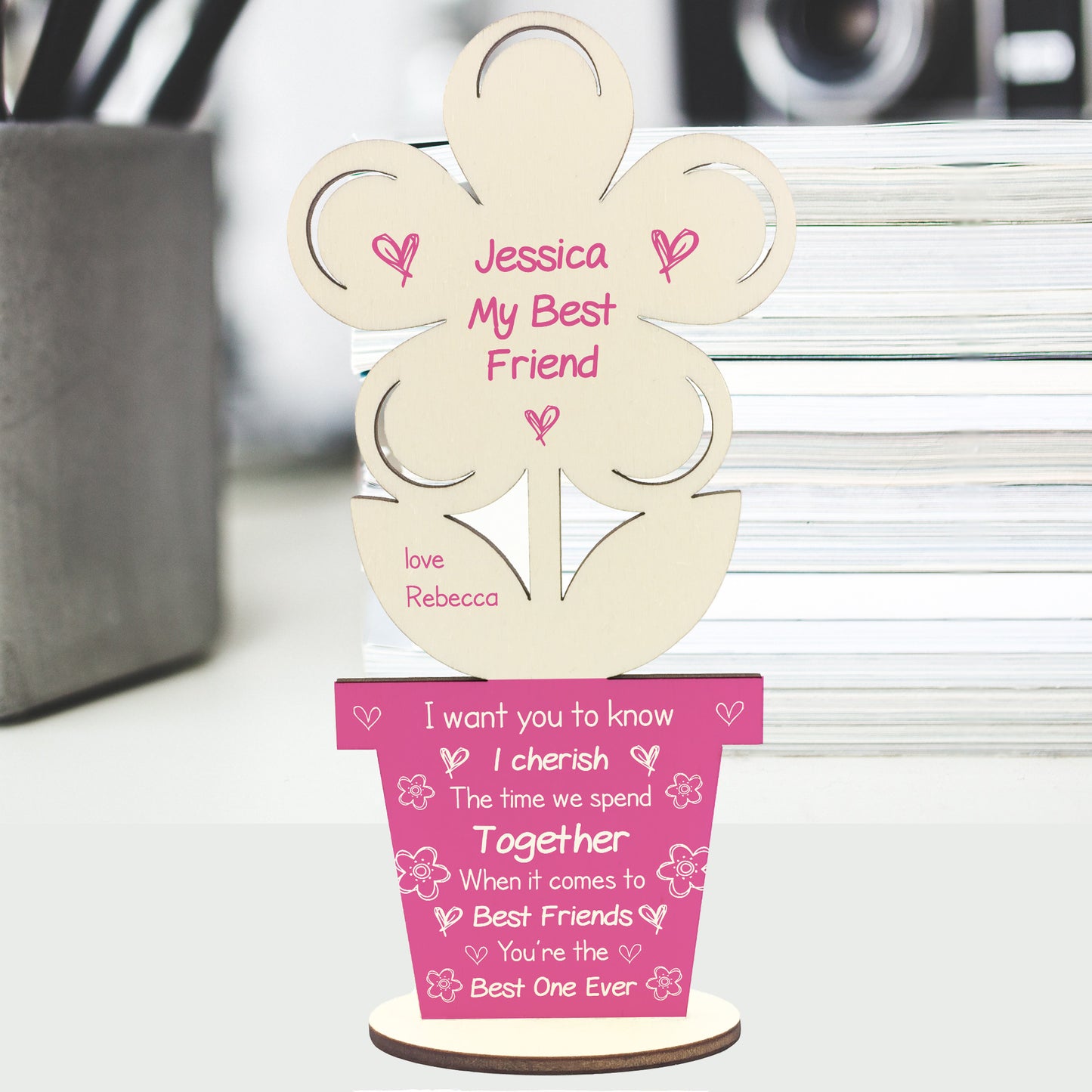 Personalised Best Friend Poem Gift For Birthday Wooden Flower