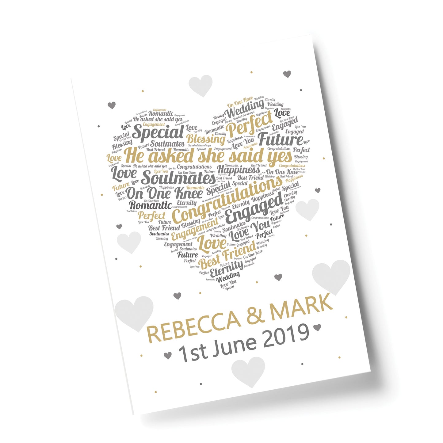 Engagement Gift Personalised Keepsake Print Engagement Present