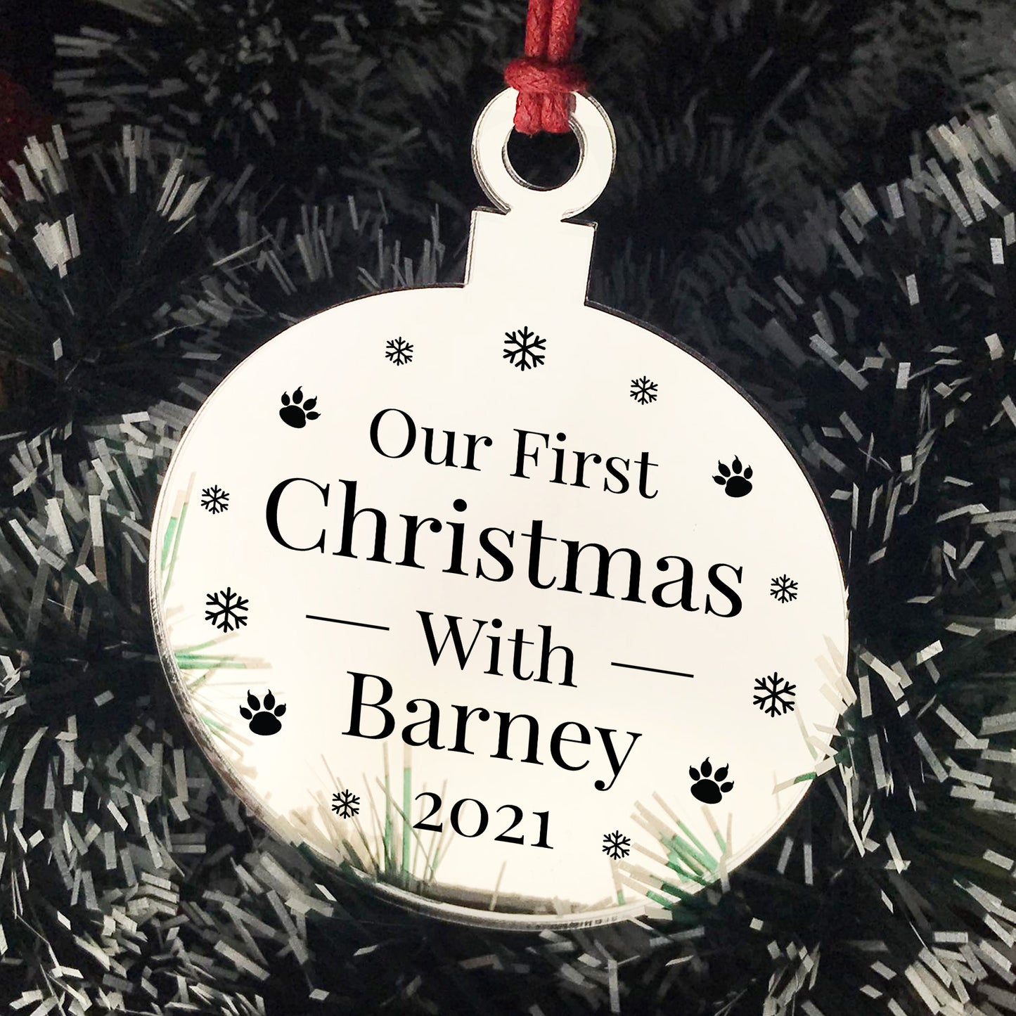 First 1st Christmas Bauble For Dog Cat Personalised Tree Decor