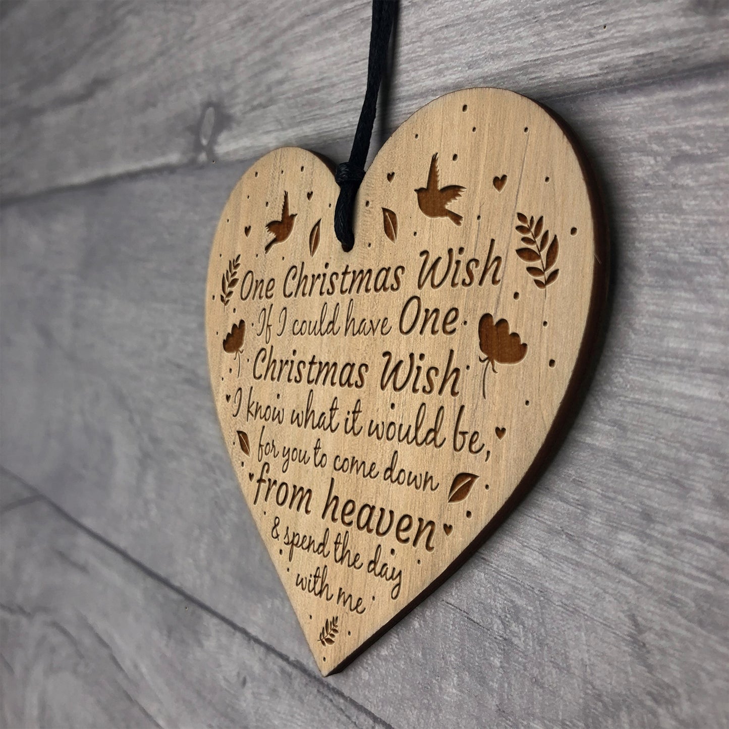 Beautiful Memorial Bauble Engraved Heart CHRISTMAS WISH