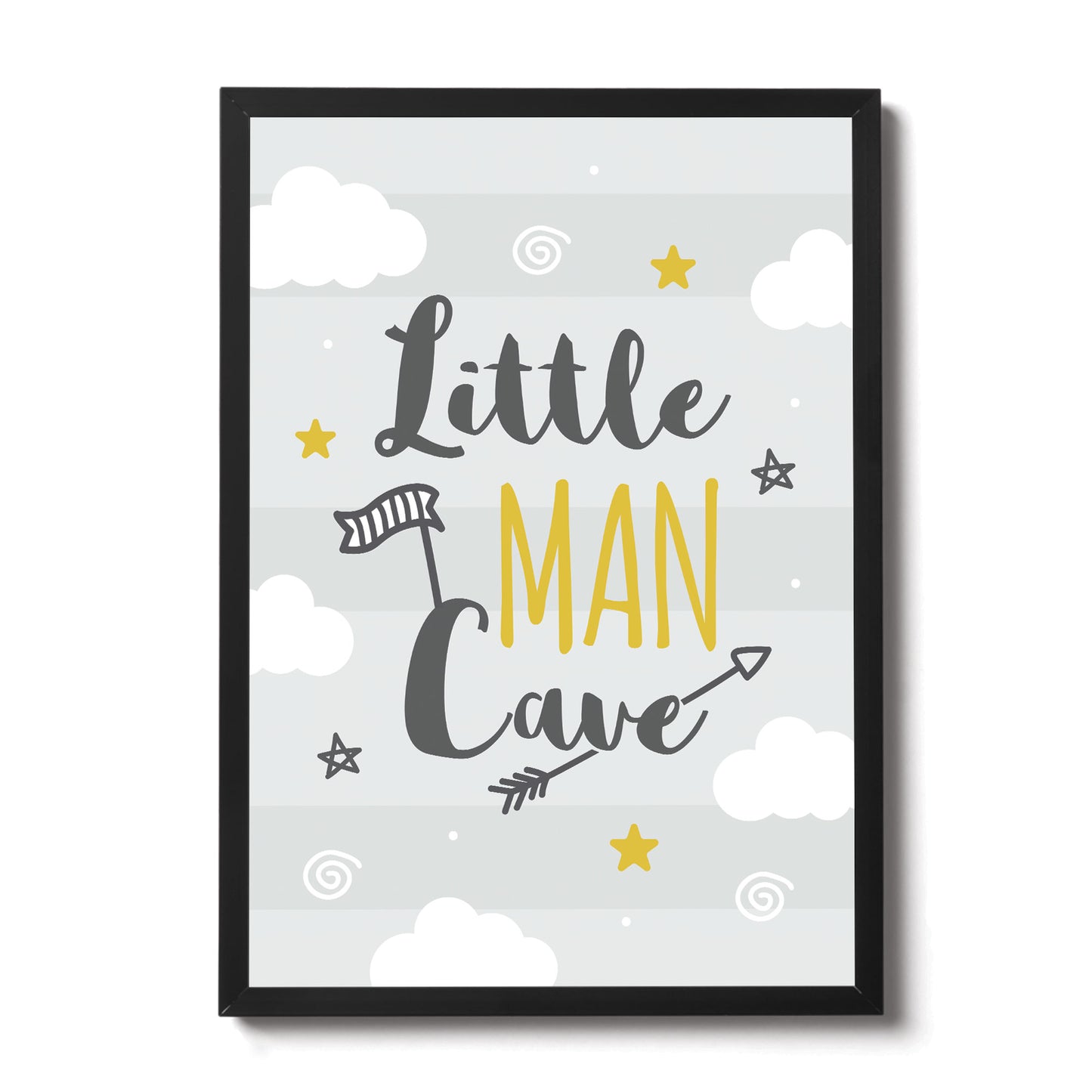 Framed Nursery Print For Boy Bedroom Little Man Cave Sign Decor