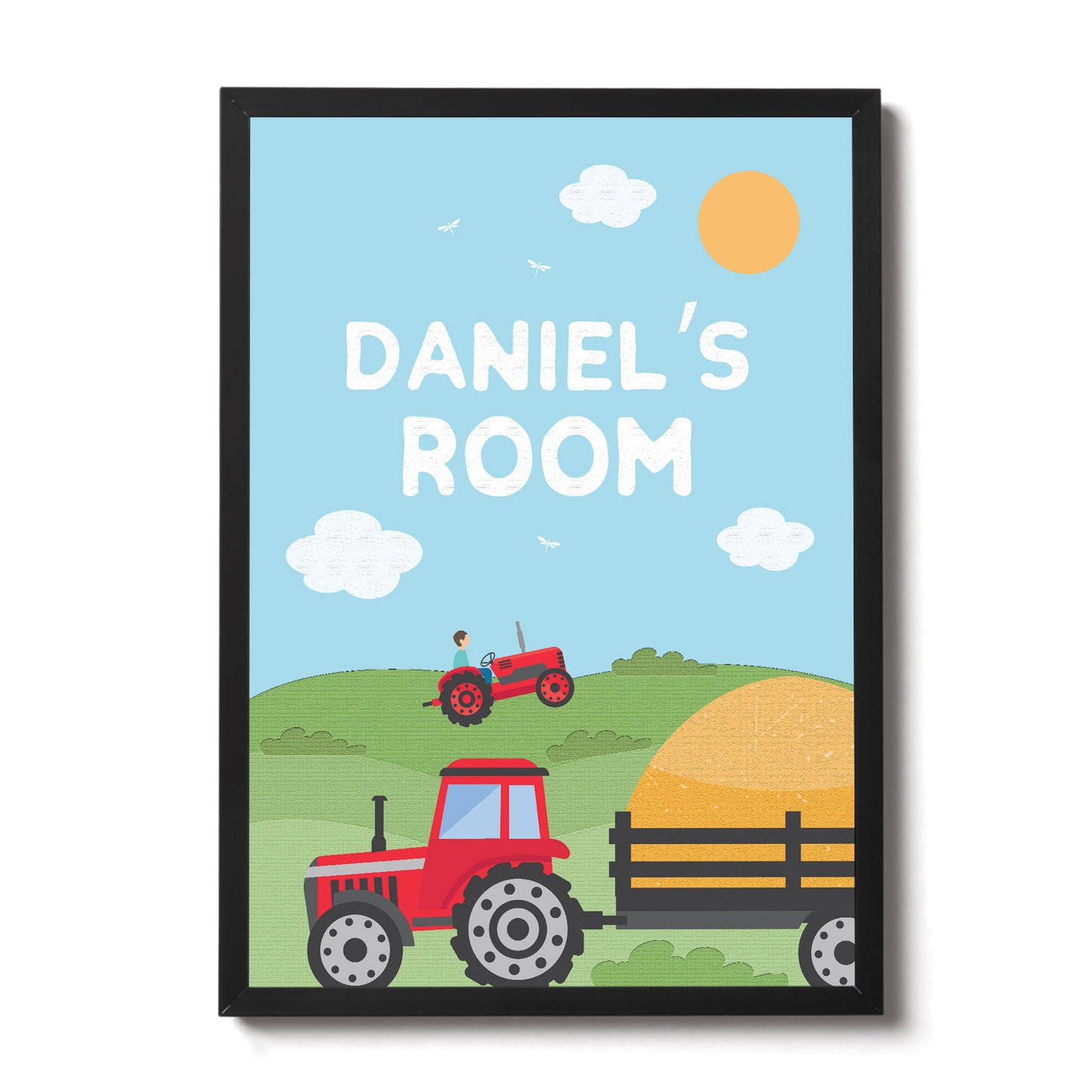 FRAMED Nursery Print Personalised Boy Bedroom Sign Farming Print