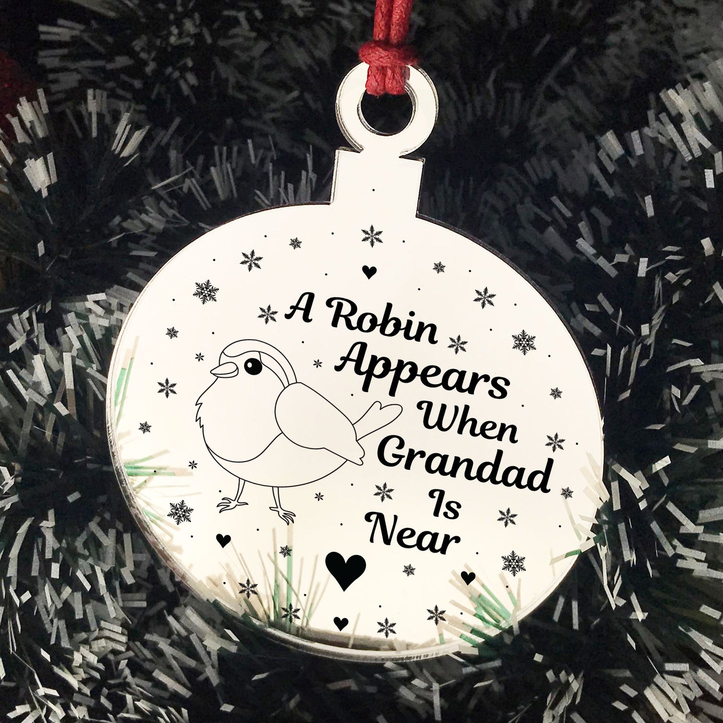 Robin Red Breast Memorial Acrylic Decoration Grandad Memorial