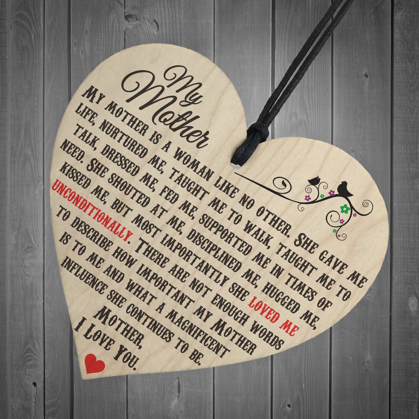 My Mother A Woman Like No Other Wooden Hanging Heart Plaque